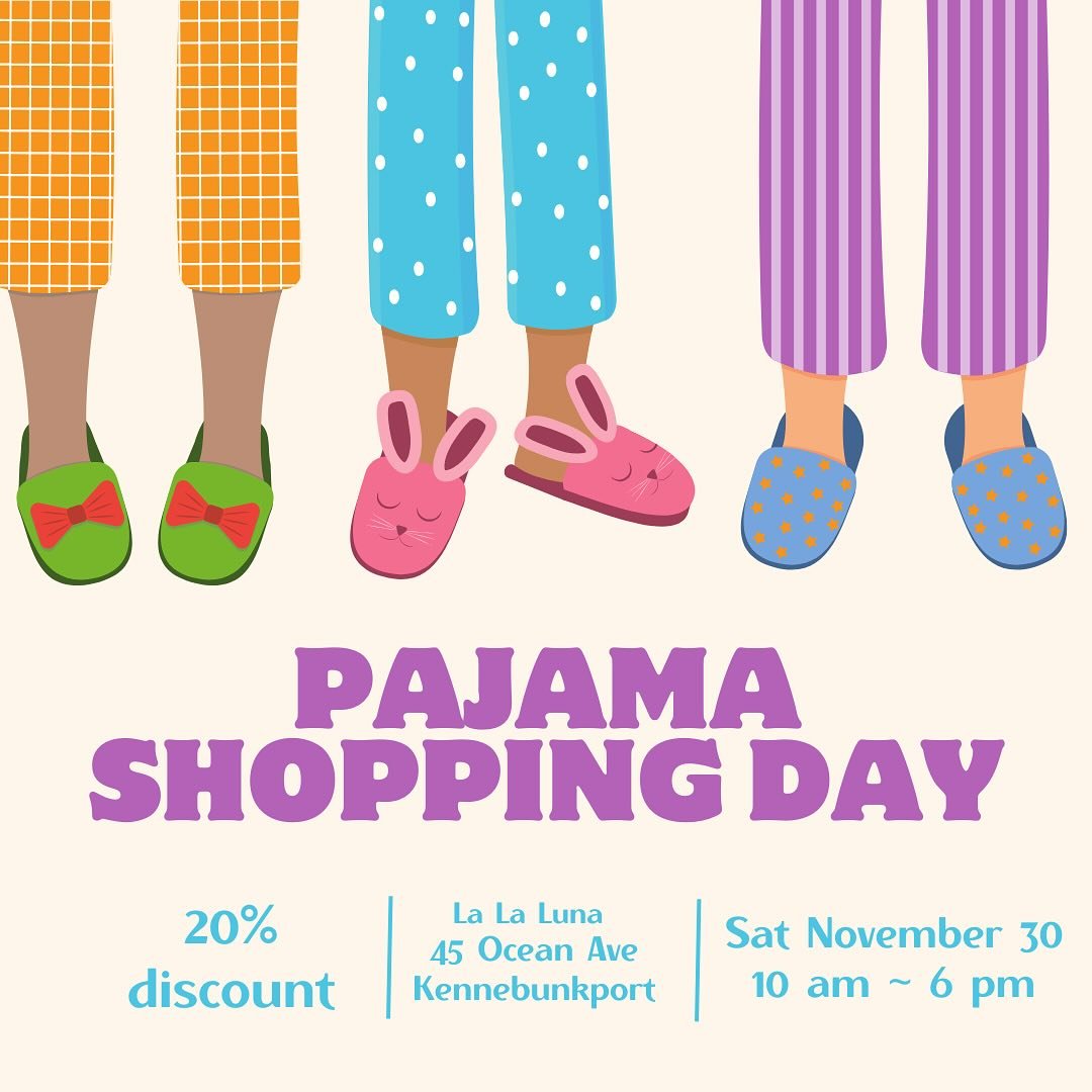 Pajama Shopping Day! 20% discount all day on regularly priced merchandise. Post a photo of you in your pj&rsquo;s on Instagram, follow and tag us @lalalunakpt for a chance to win a $50 Gift Certificate! Let the festivities begin!! 🎄
.
.
.
#pajamasho