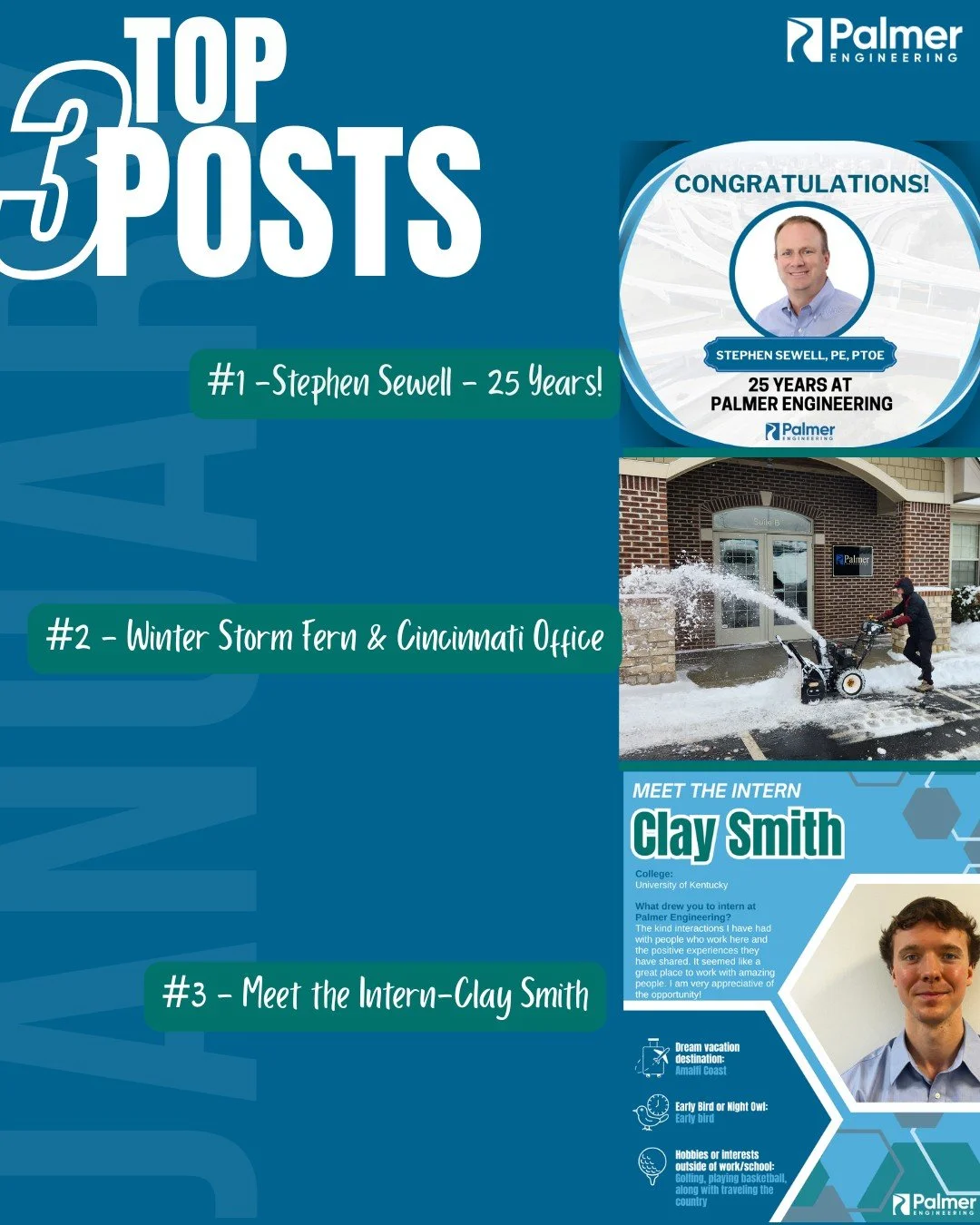 Thanks for engaging on IG and making these our Top 3 posts for January &mdash; if you missed any, check them out.

 #TopPosts #JanuaryHighlights #PalmerEngineering