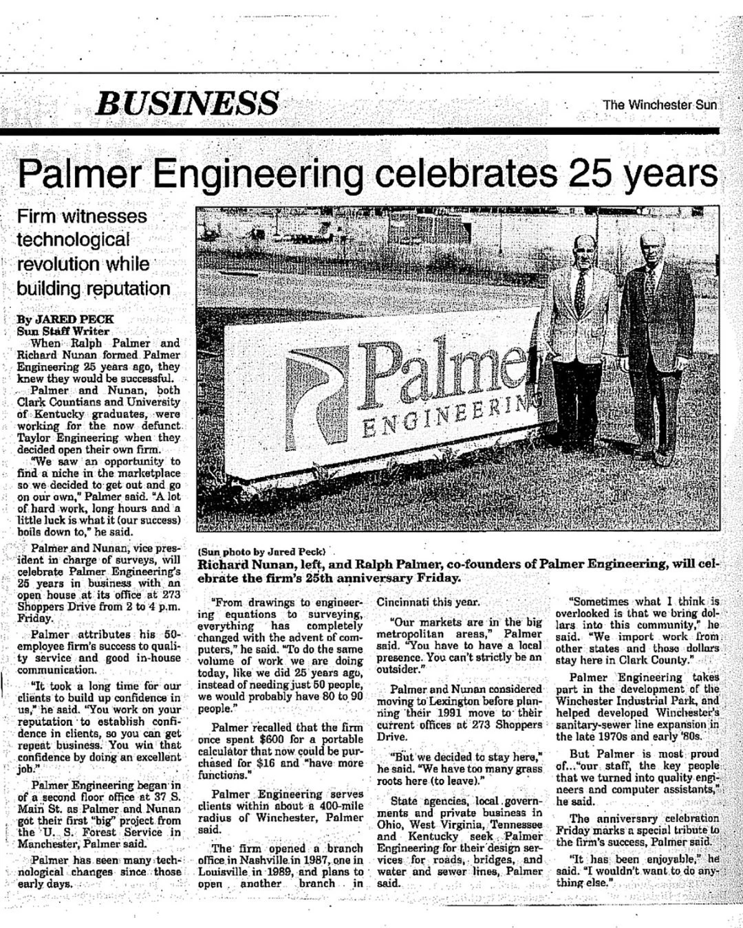 #ThrowbackThursday 📰

This 1994 article from The Winchester Sun highlights Palmer Engineering celebrating 25 years in business. As we approach our 57th anniversary later this month, it&rsquo;s the perfect time to look back at the moments that helped