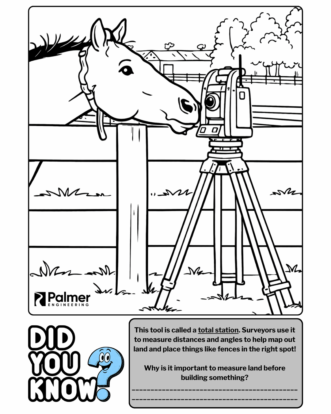 When a Horse Meets a Total Station: A Surveying Coloring Sheet for National Surveyors Week