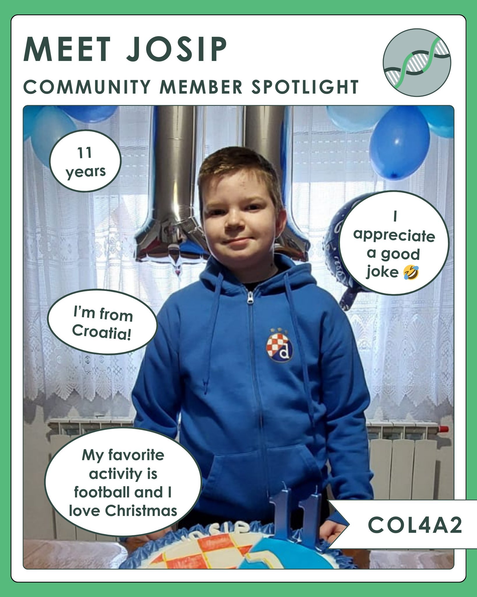 Josip is this week's member spotlight! 

#col4a2 #gouldsyndromewarrior #gouldsyndromeawareness #gouldsyndrome