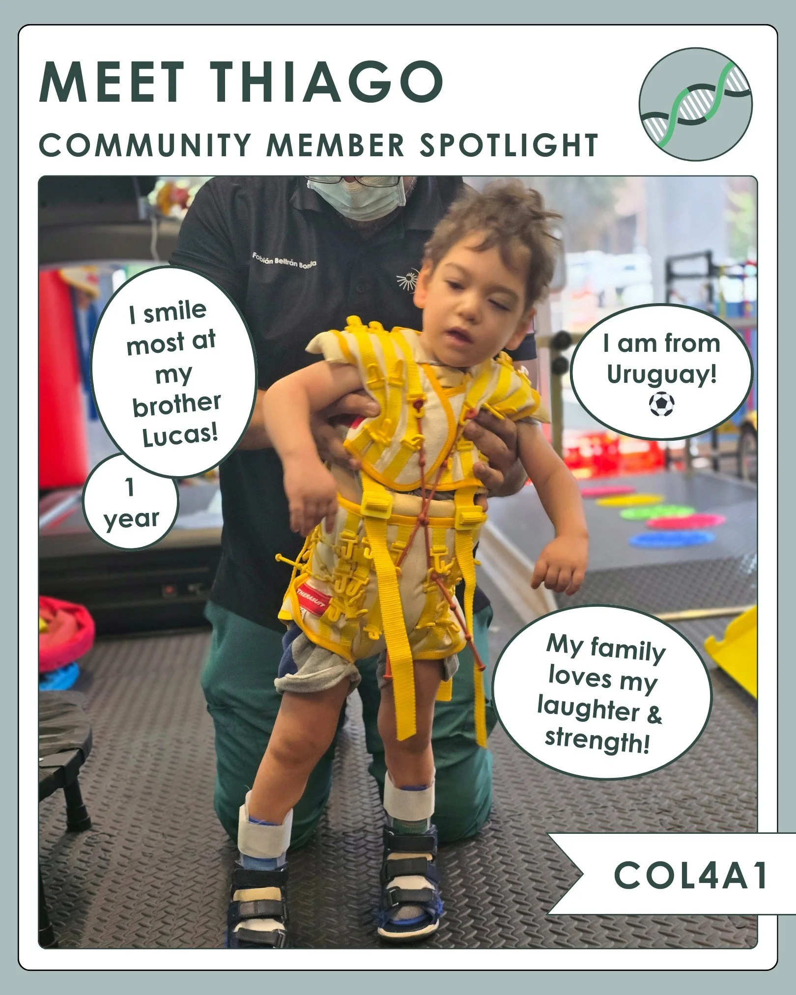 Say hello to Thiago, this week's community member! If you'd like to share your child or yourself to be featured, please visit our &quot;Warriors&quot; page under the Community tab on our website. When we share our stories, we raise awareness, inspire