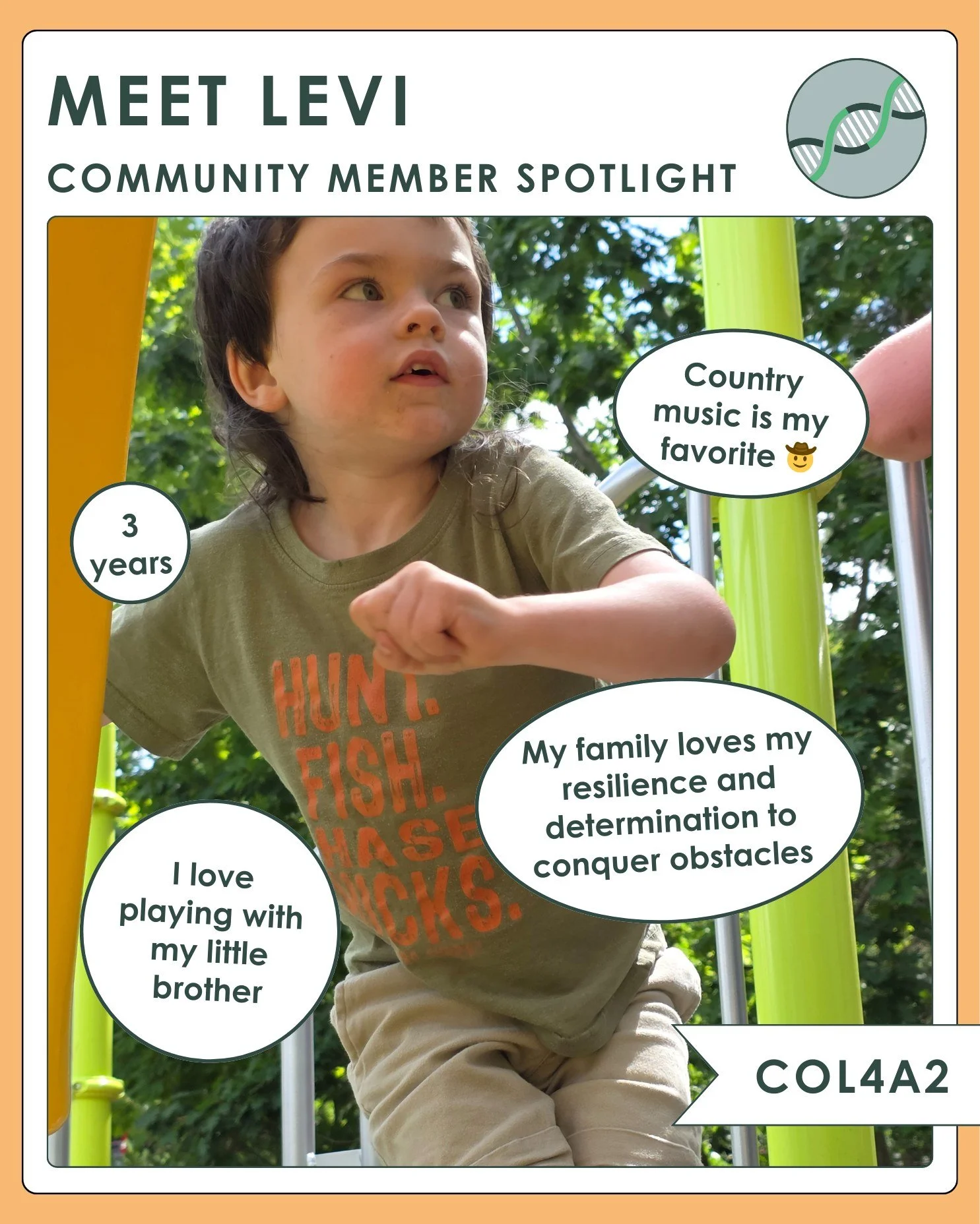 Levi is this week's community member spotlight! If you'd like to share your child or yourself to be featured, please visit our &quot;Warriors&quot; page under the Community tab on our website.

When we share our stories, we raise awareness, inspire o