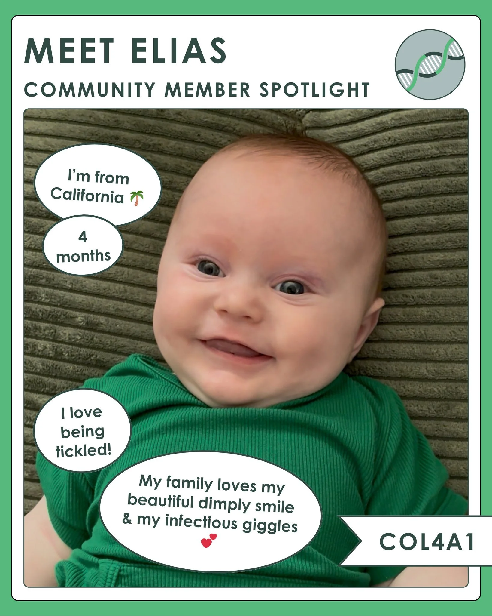 Say hello to Elias, who is this week's community member spotlight!

If you'd like to share your child or yourself to be featured, please visit our &quot;Warriors&quot; page under the Community tab on our website. When we share our stories, we raise a