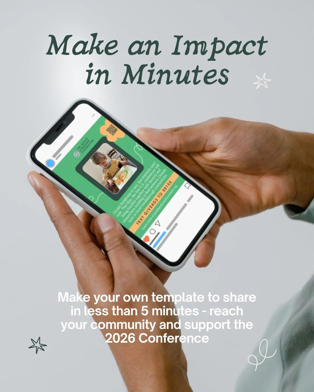 Make an impact in minutes! We've created an easy-to-use Canva template so you can support our community, no donation or volunteer hours required. Simply add your photo, download, and share with your network. The QR code links directly to our 2026 Con