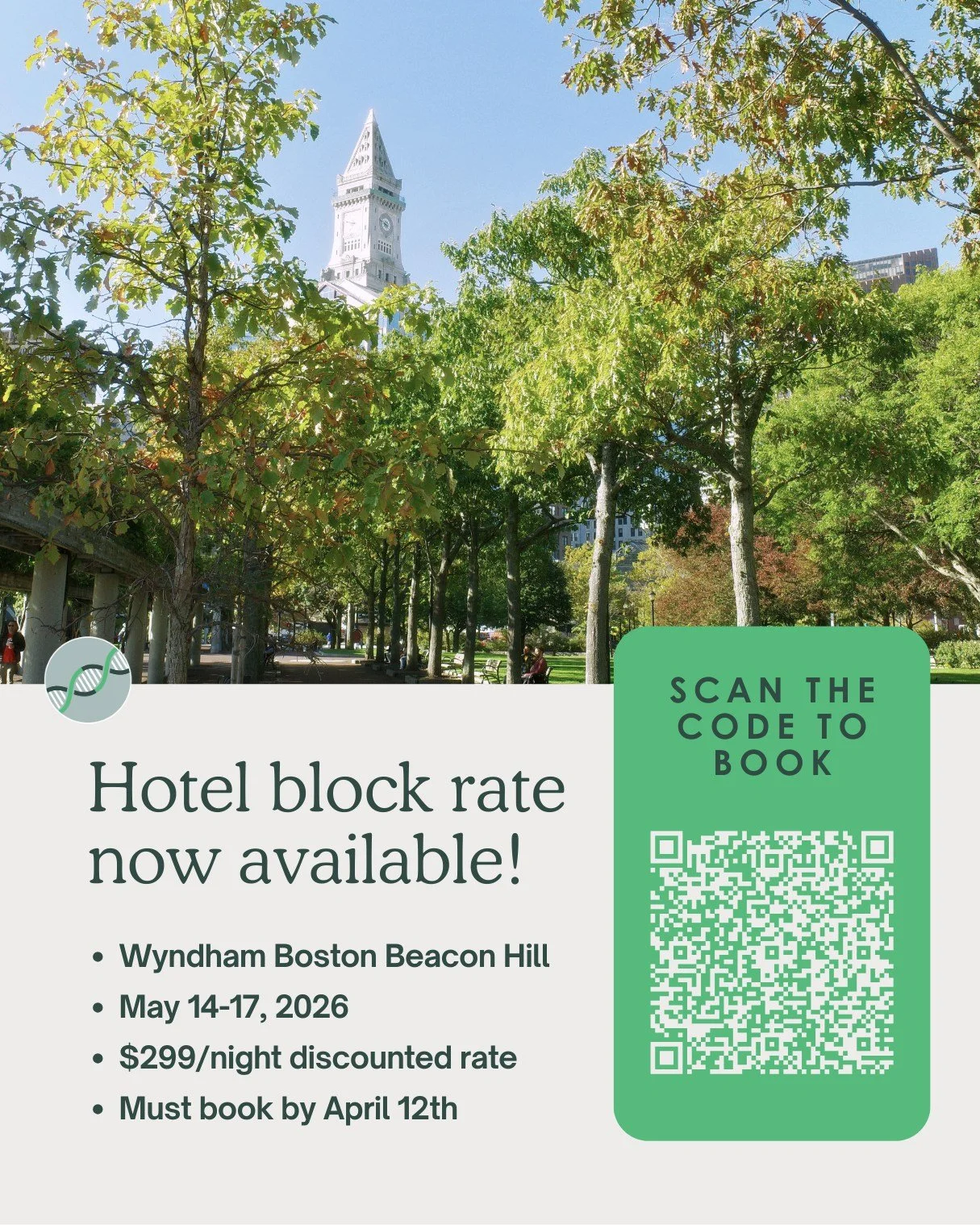 Book Your Stay for the COL4A1-A2 Conference!

We are pleased to announce that we've secured a limited room block at the Wyndham Boston Beacon Hill&mdash;right next to our conference venues and walking distance to shops, cafes, and services.

- Wyndha