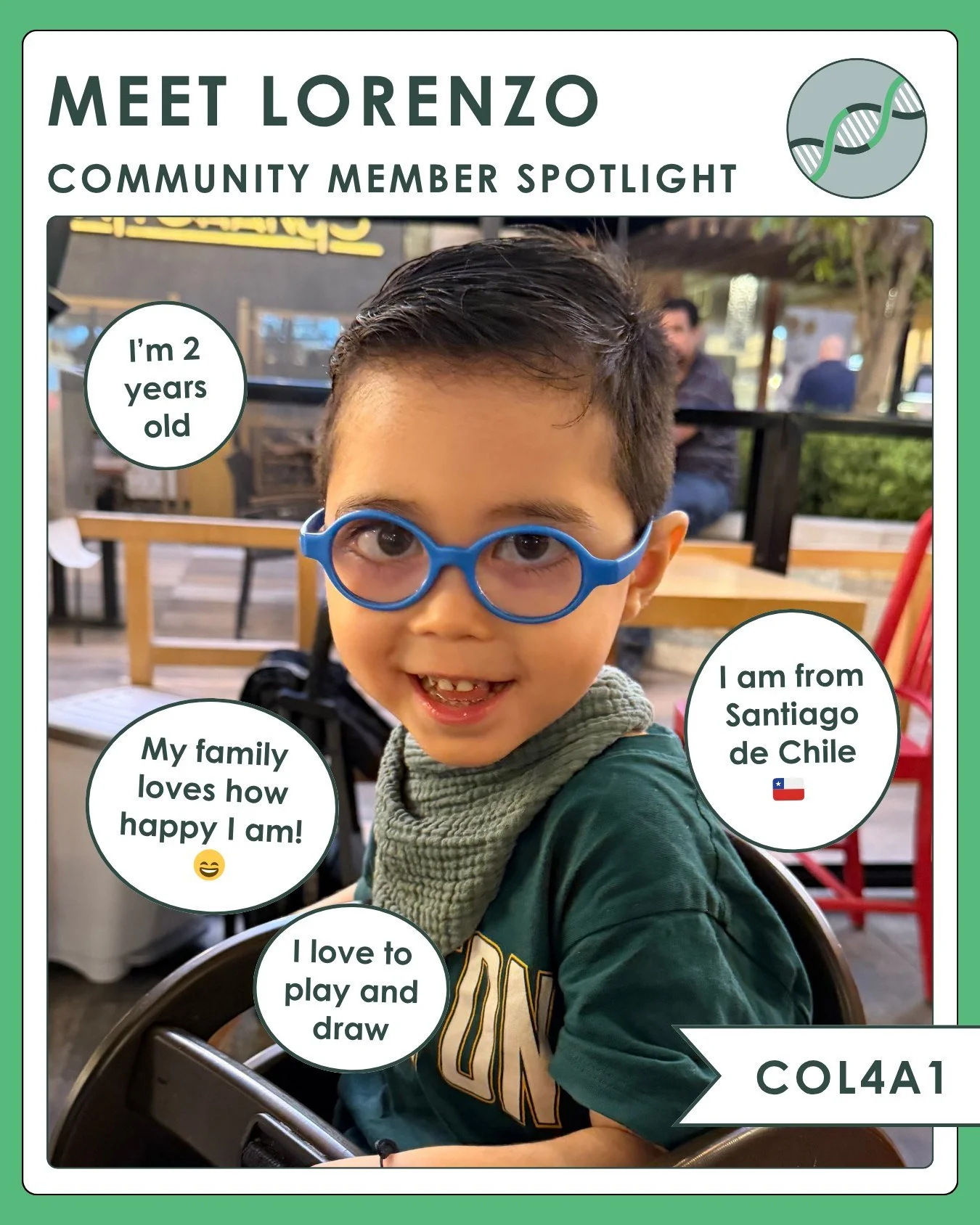 Say hello to Lorenzo, this week's community member spotlight!

If you'd like to share your child or yourself to be featured, please visit our "Warriors" page under the Community tab on our website. When we share our stories, we raise awaren