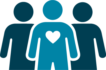 three people with charity heart