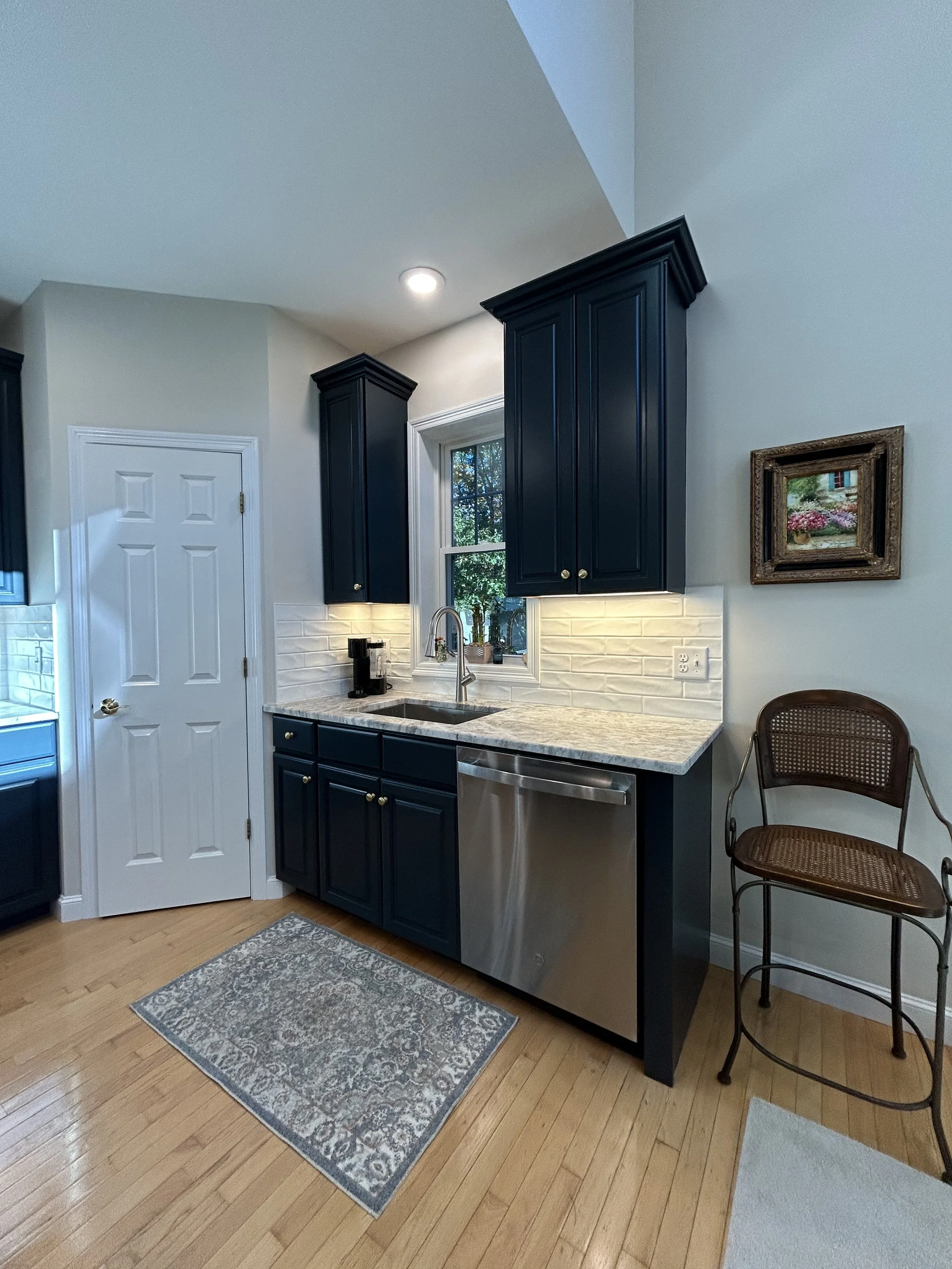 Before &amp; After: Blue Kitchen Cabinet Transformation in Peterborough, NH