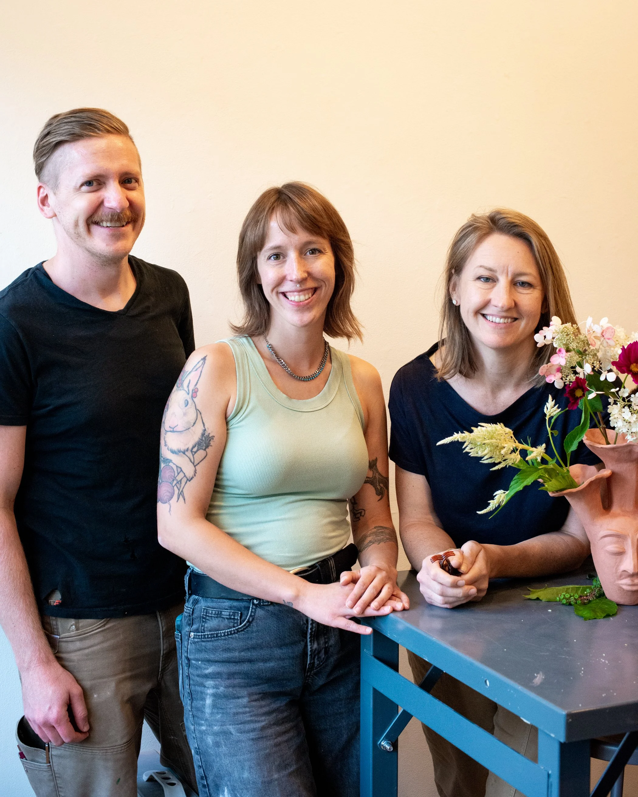 Fall Kill Creative Works staff - Eric Ehrnschwender, Executive Director; Annie Buchholz, Artistic Director & Instructor; Chelsea Clark, Operations Manager & Instructor