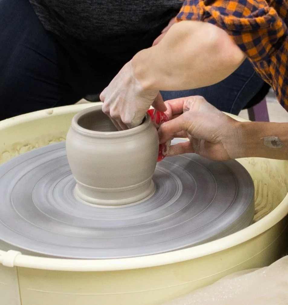 Beginner wheel throwing ceramics class in the Midhudson Valley