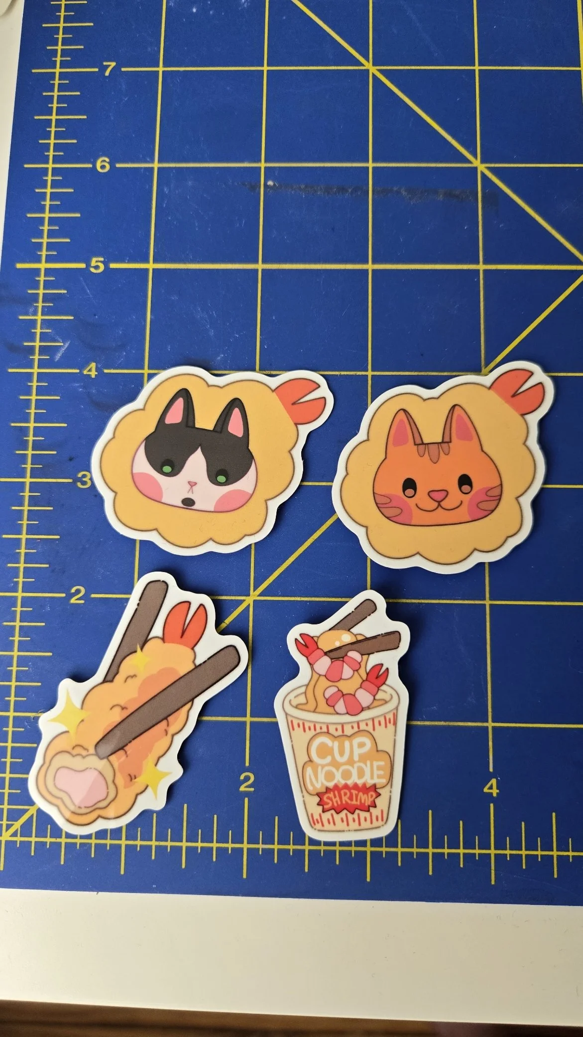 Shrimp-themed vinyl sticker set