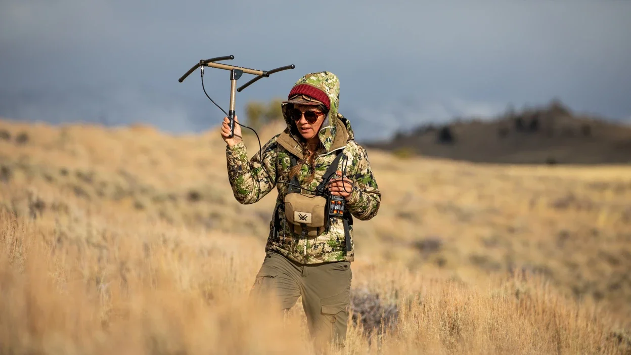Anna Ortega tracks deer fawn in western Wyoming as part of her consultancy firm, which she set up in part to be closer to family. Credit: Benjamin Kraushaar