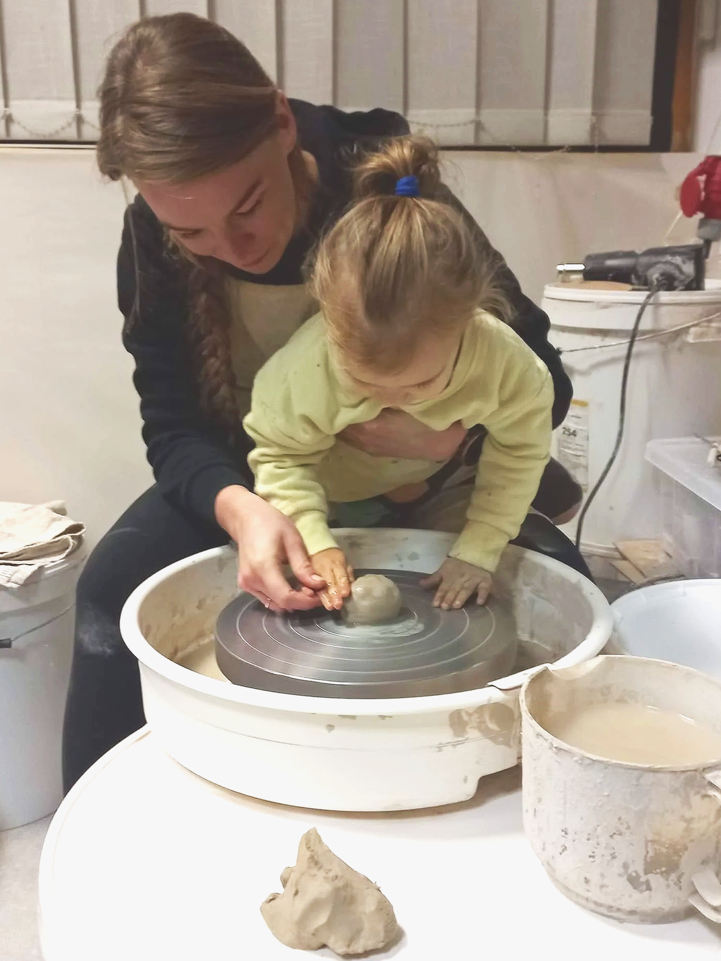 Pottery with family