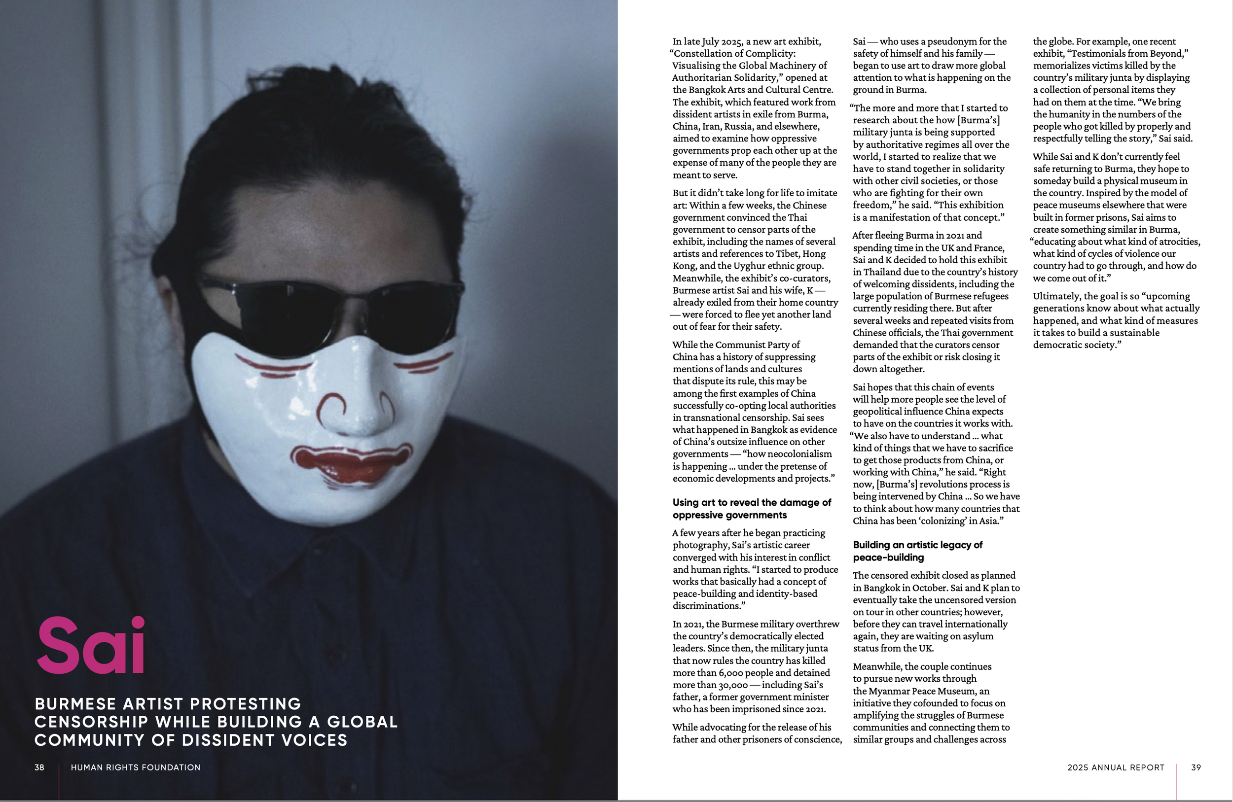 profile of Sai, Burmese artist