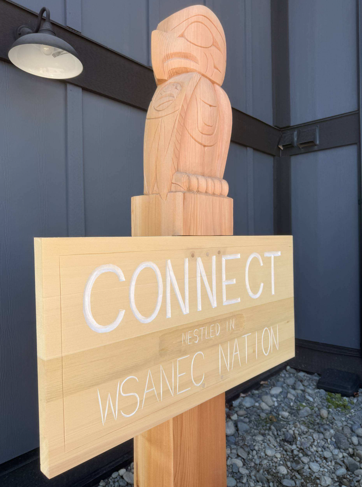 A Carved Sign to Watch Over CONNECT Saanich Peninsula