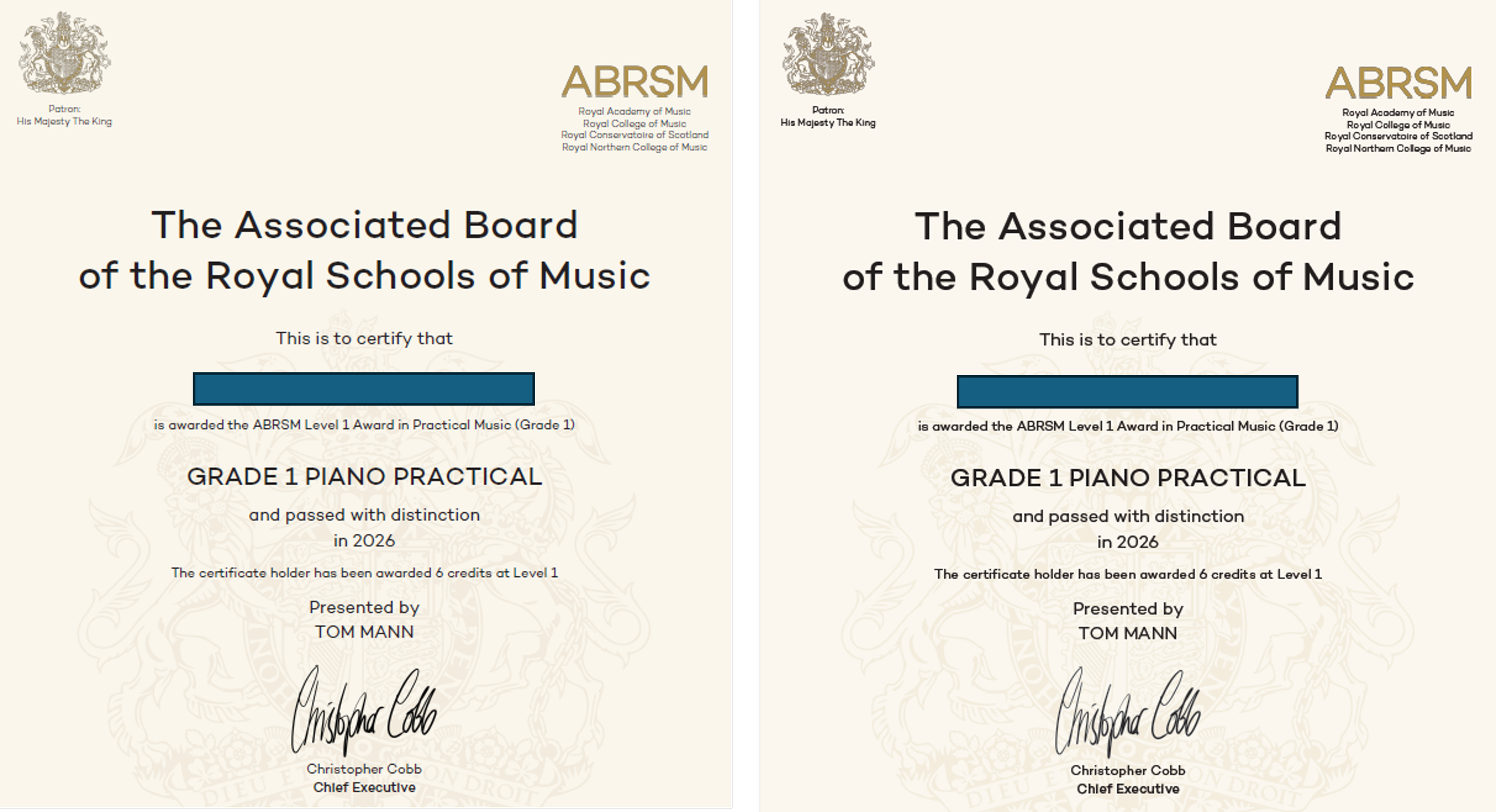 Celebrating Success: Two Piano Students Shine in Grade 1 Exams