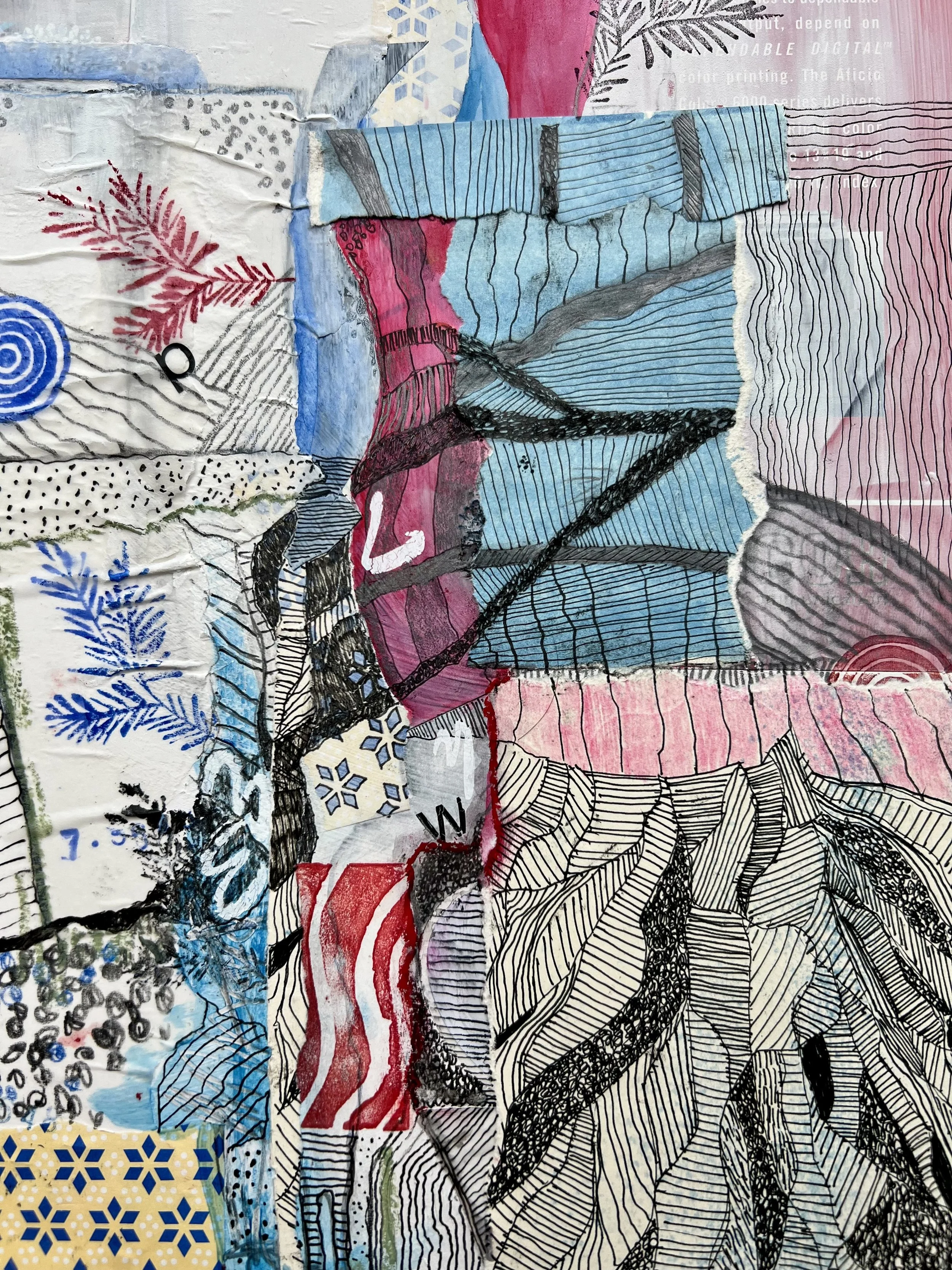 "at sixes and sevens" mixed media collage by Greg Bear