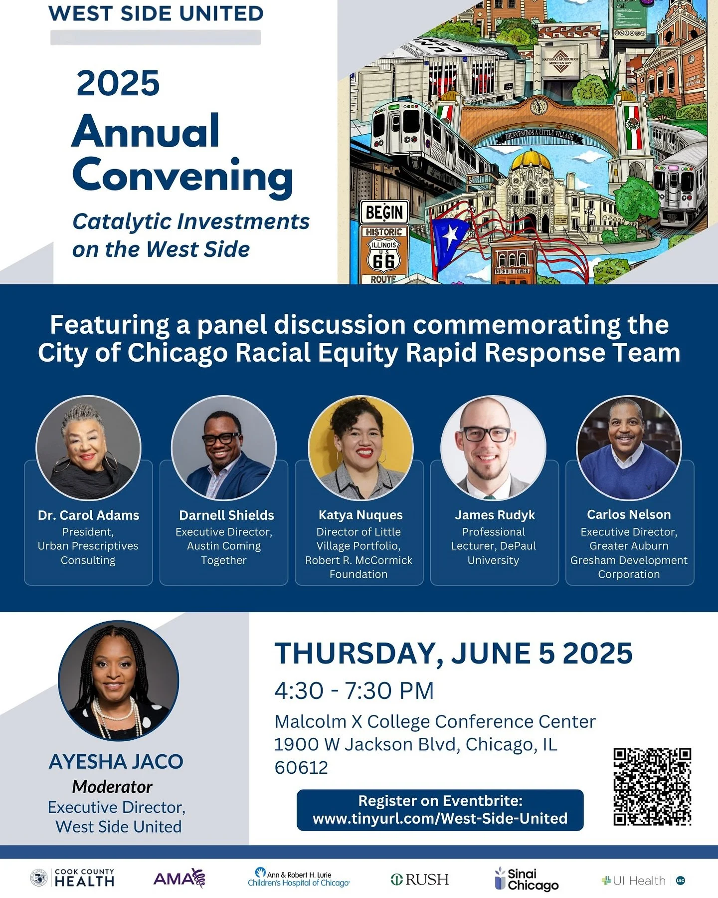 📣 You’re invited!
Join us for West Side United’s 2025 Annual Convening on Thursday, June 5 from 4:30–7:30 PM at Malcolm X College!
This year’s theme: Catalytic Investments on the West Side.
We’ll highlight impactful