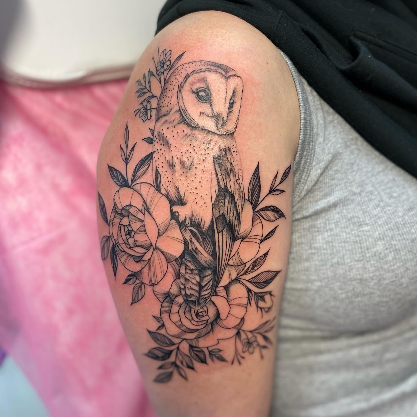Owl linework tattoo