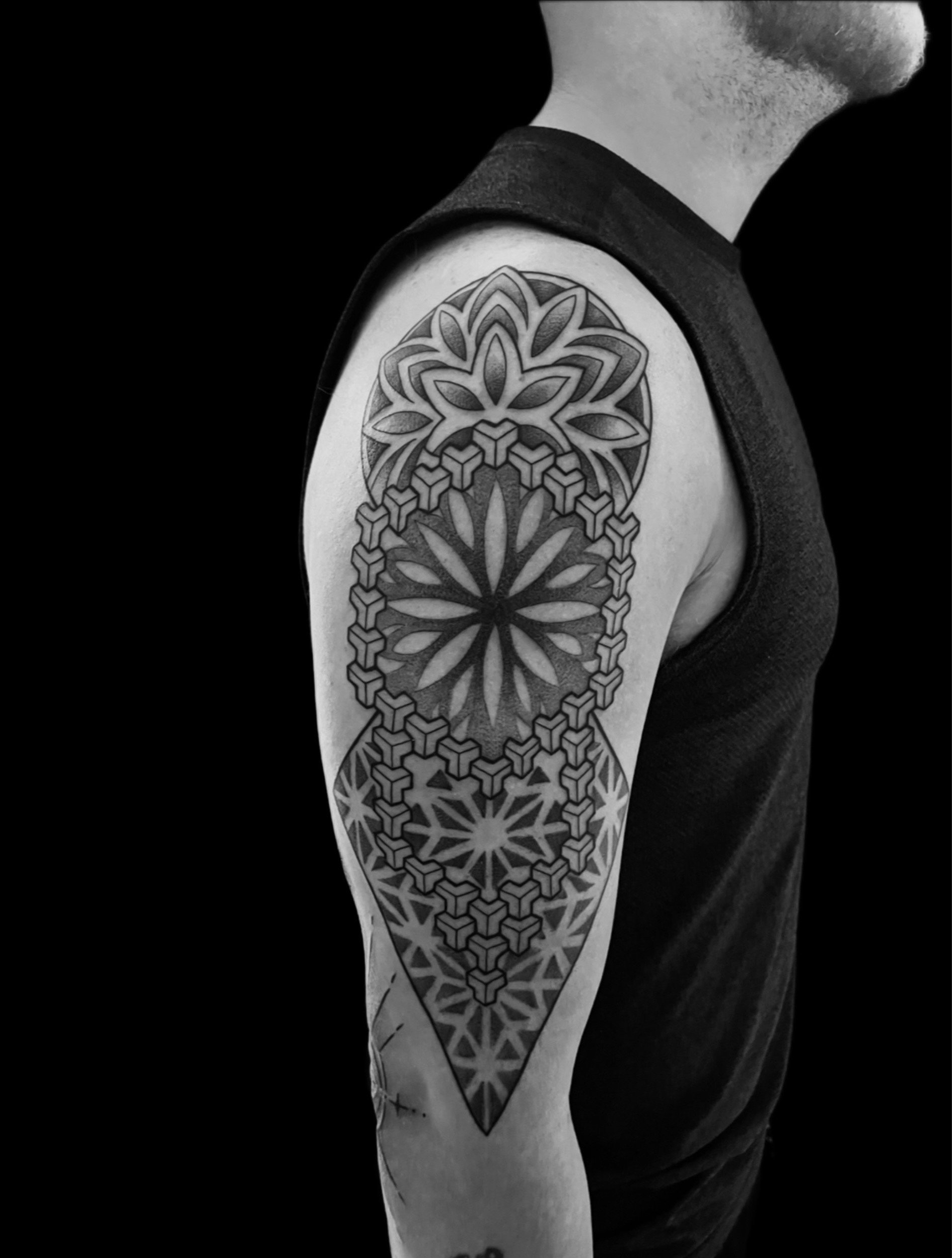 Geometry black and grey tattoo