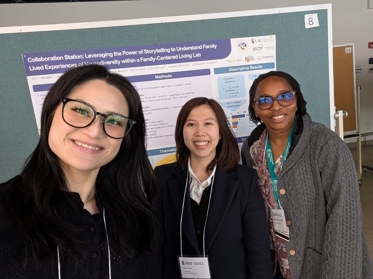 2026 Helen Glass Symposium (Winnipeg MB, May) — Left to right: Amy Abegglen, Clara Tam, Dr. Kina Kombo