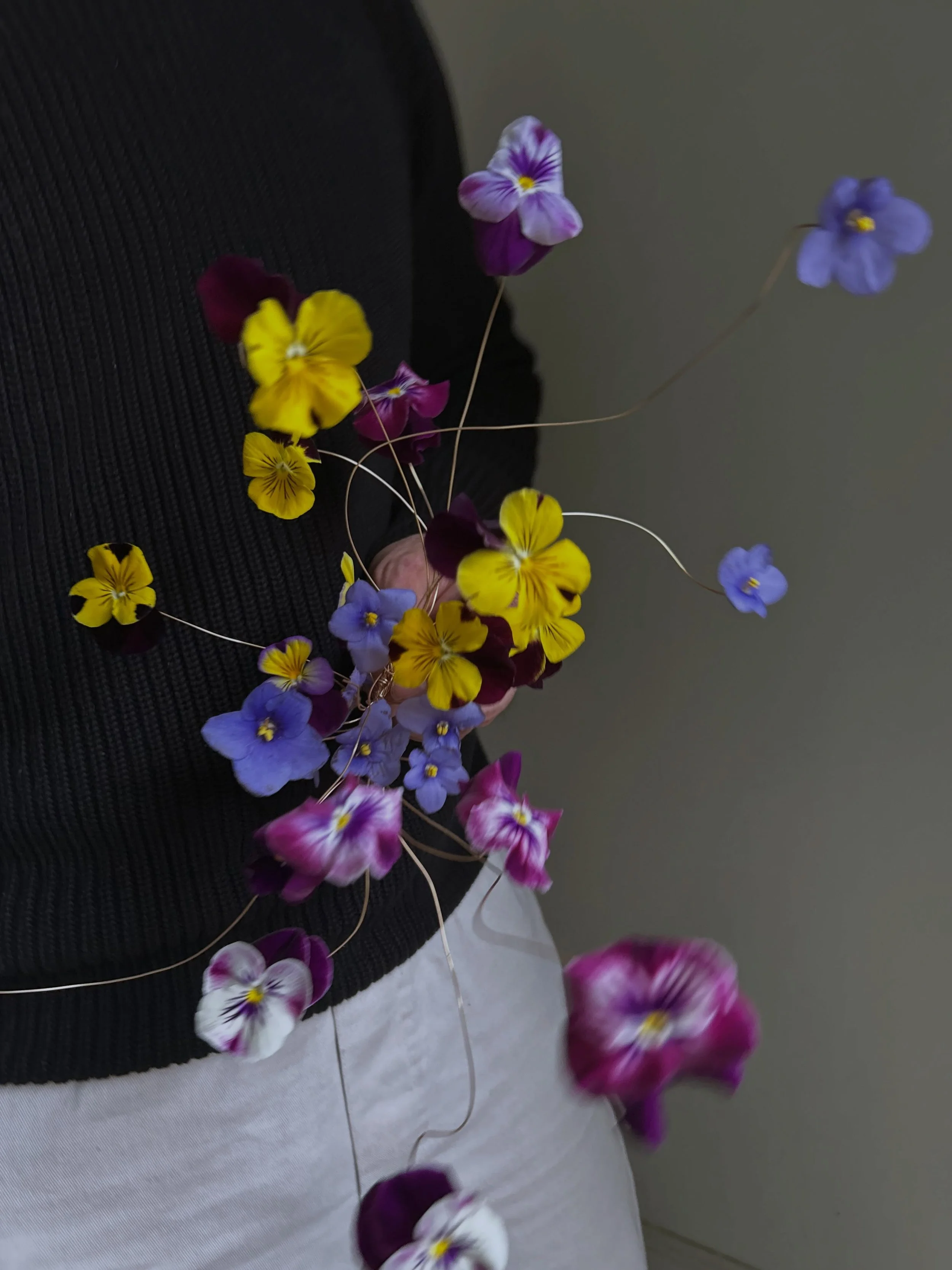 &ldquo;Just For Fun&rdquo; 100/10
&ldquo;Recommended As an All Day Bouquet&rdquo; -1000/10
&bull;
&bull;
Although pretty, pansies can be pretty wilty if not conditioned properly! She do make a cute flouncy addition to this armature inspired by the ic