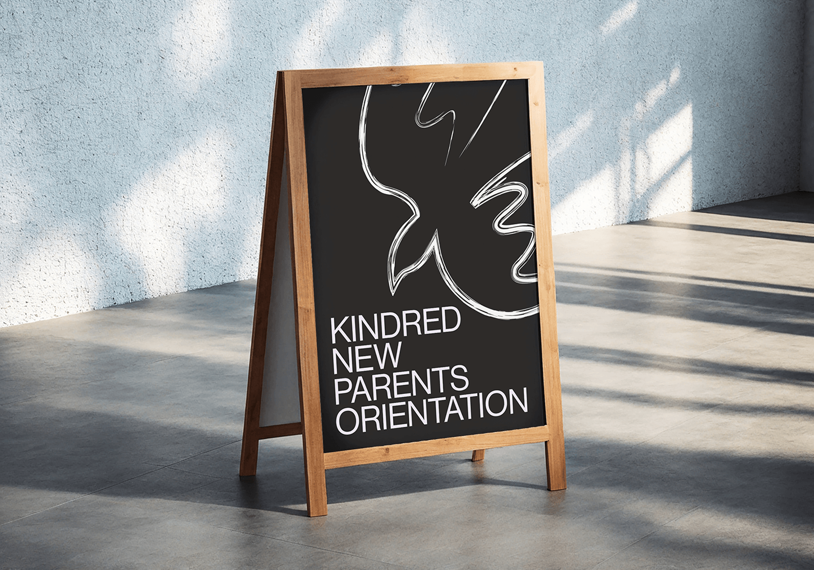 Sandwich board mock-up for the Kindred brand