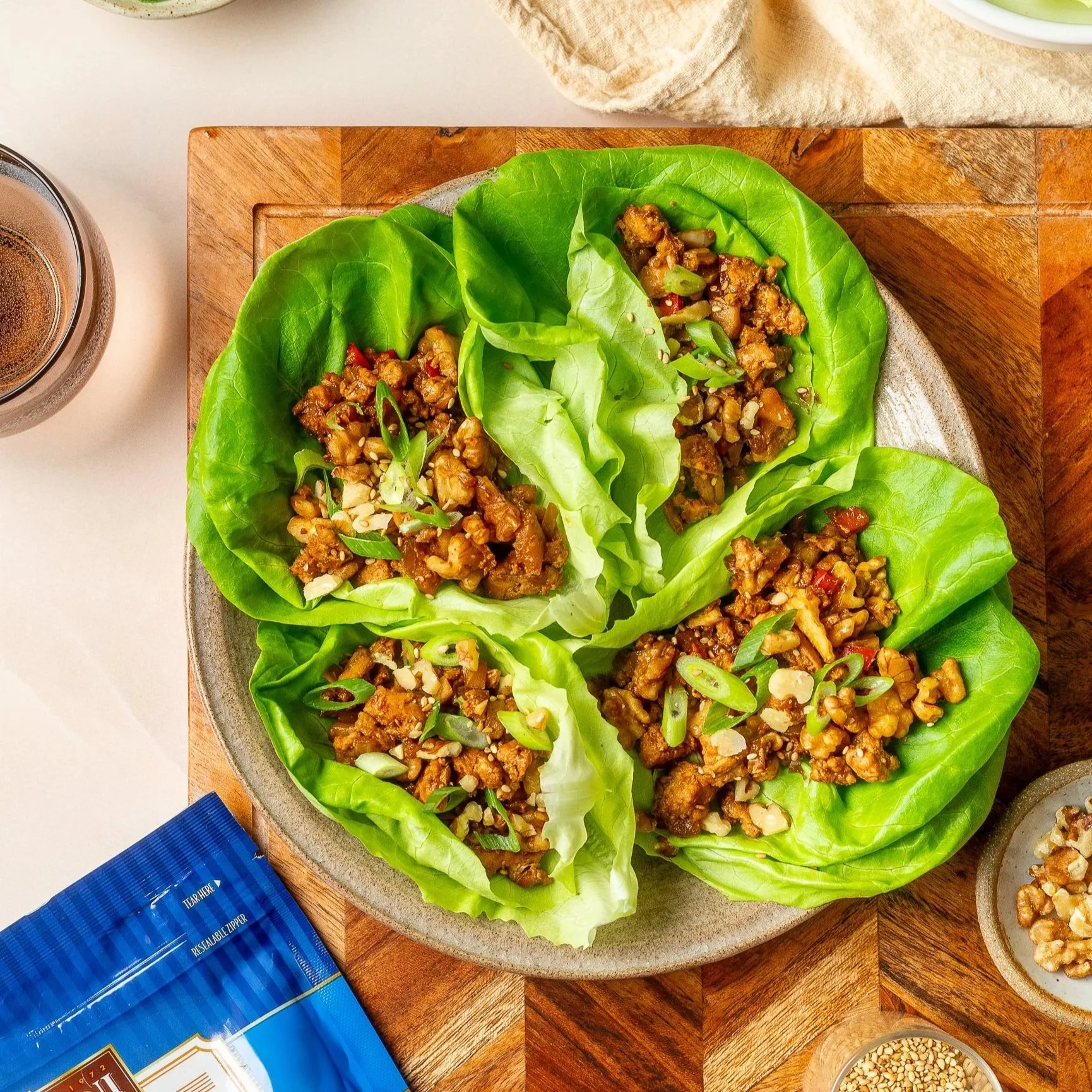 Chicken &amp; Walnut Lettuce Wraps