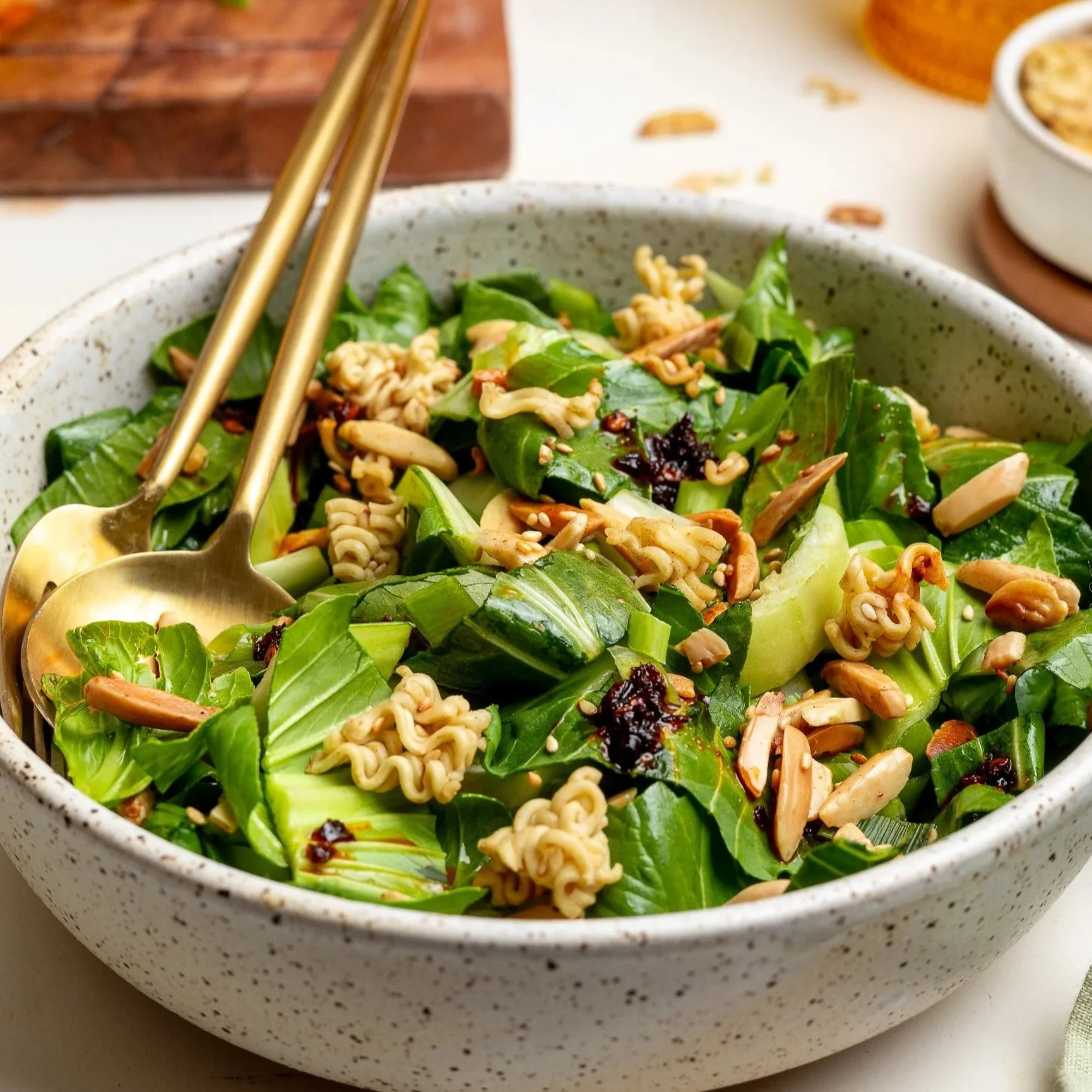 Bok Choy Salad with Toasted Almonds