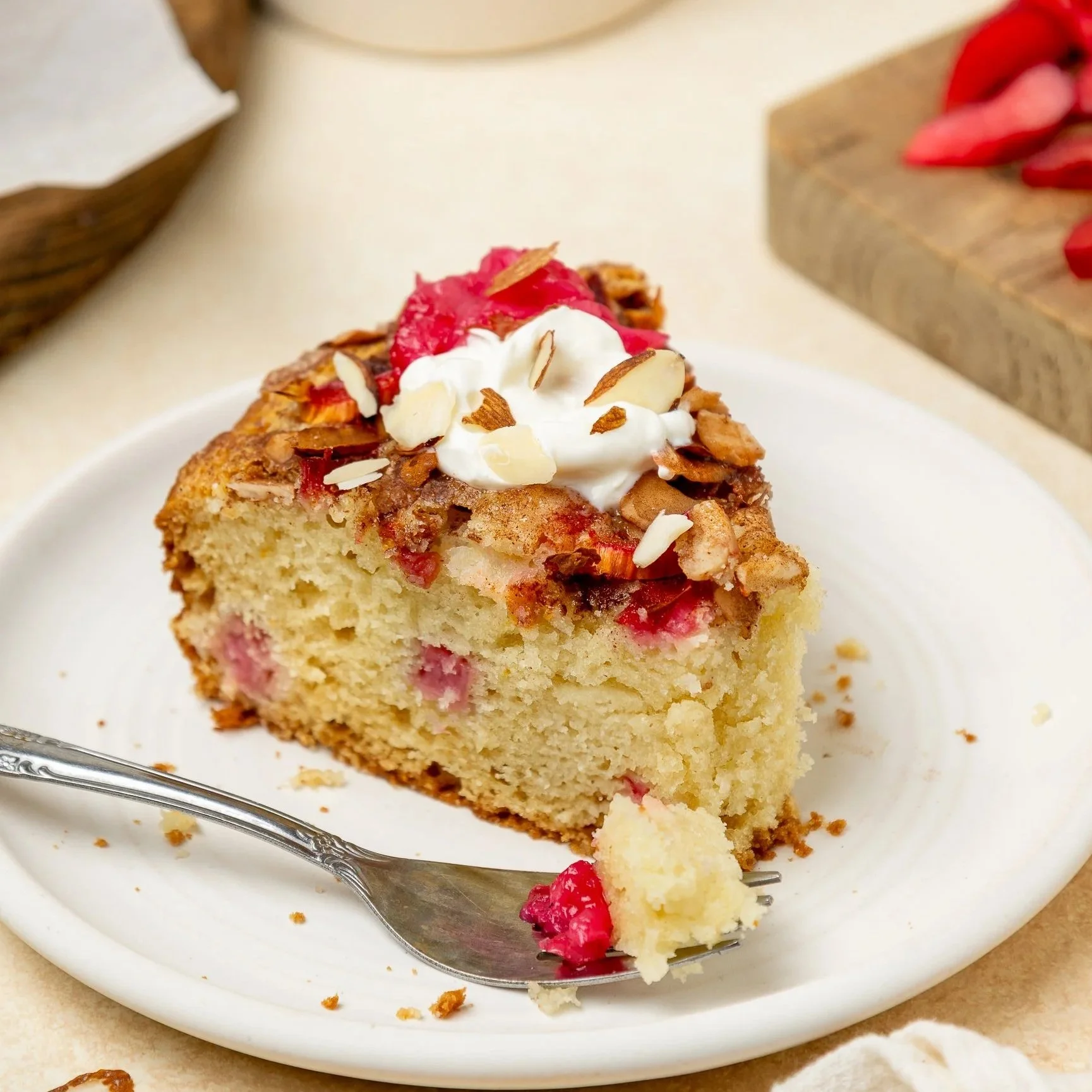 Rhubarb Almond Coffee Cake