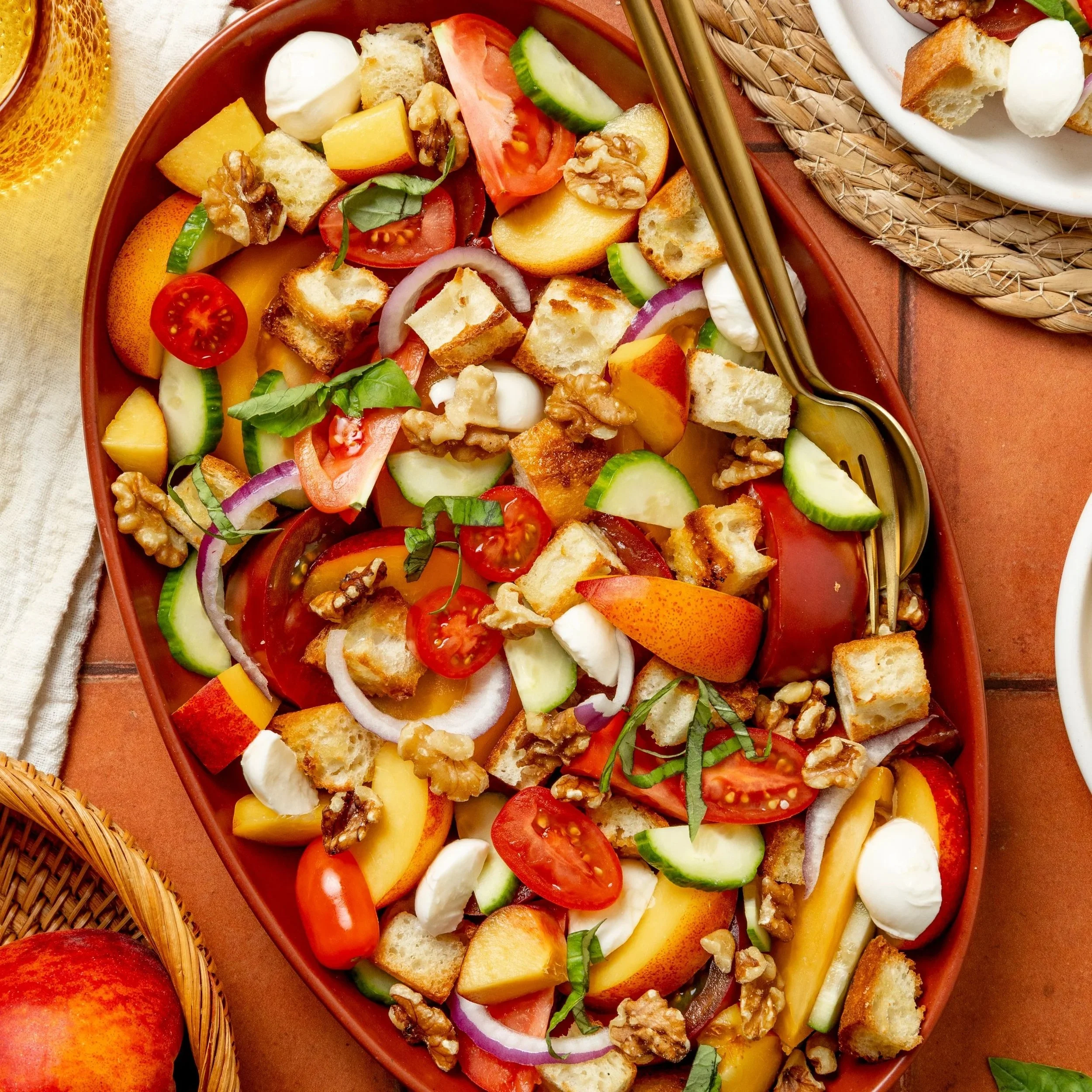 Peach &amp; Walnut Panzanella Salad