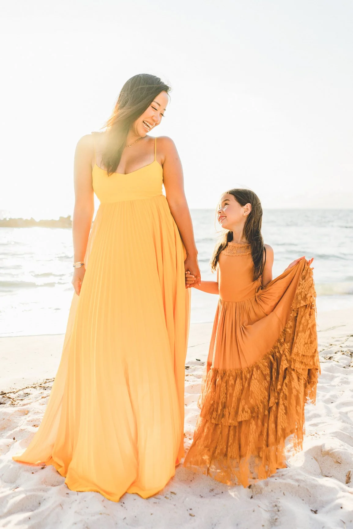 Mom and daughter family portrait at the Garza Blanca Preserve in Puerto Vallarta, Mexico.