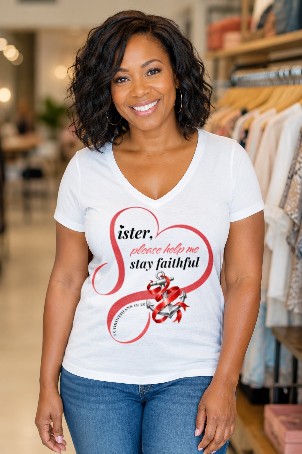 Stay steady. Stay committed. Stay faithful.

This Christian t shirt from GoForthGospel features the powerful message:

“Sister, Please Help Me Stay Faithful”

Inspired by 1 Corinthians 15:58, this Bible verse shirt is a reminder that faithfulness is 