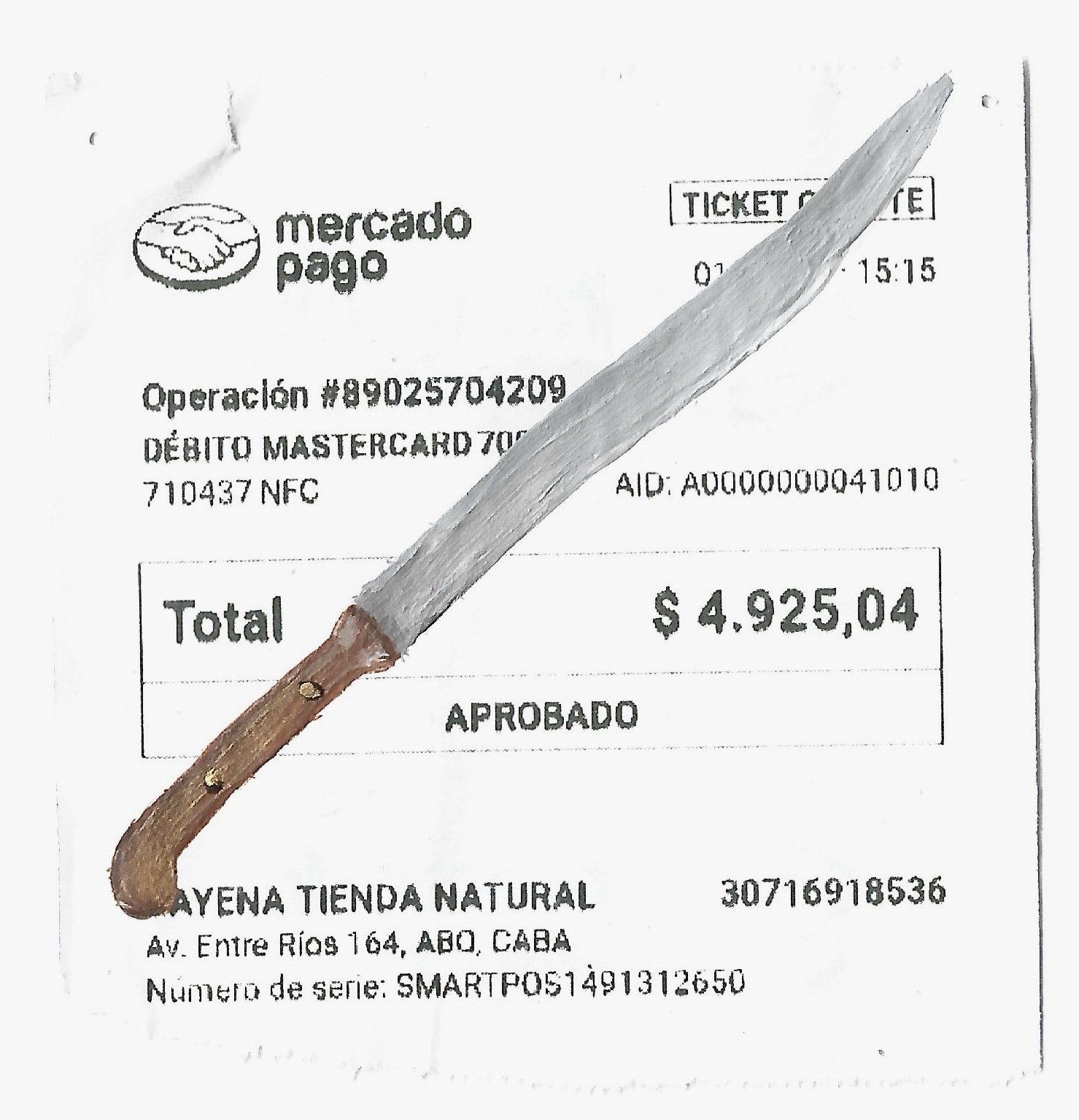 [DISPONIBLE] Ticket 02. Acrílico sobre ticket - 6 x 6 xm - 2024