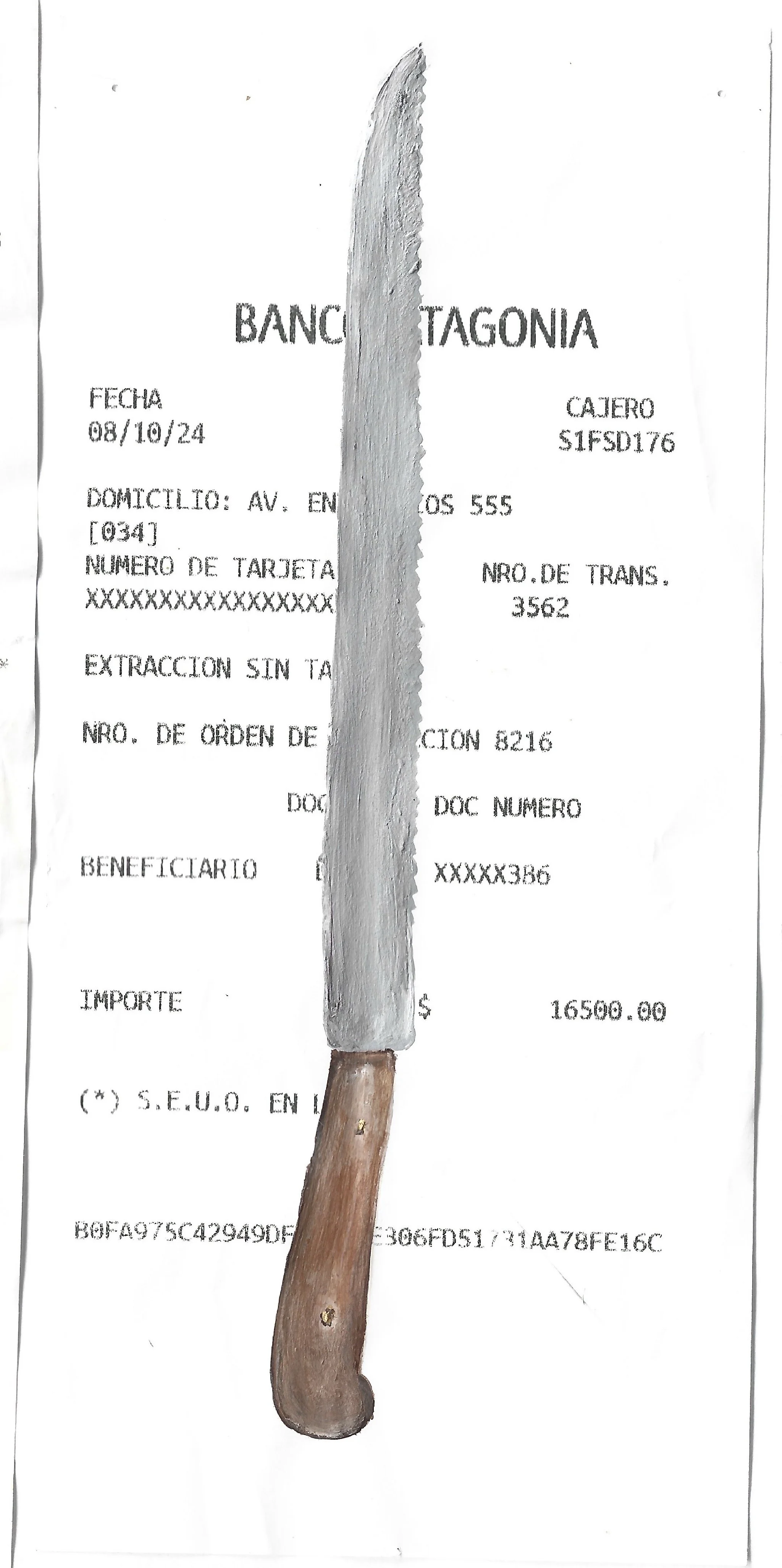 [DISPONIBLE] Ticket 26. Acrílico sobre ticket - 8 x 17 cm - 2024