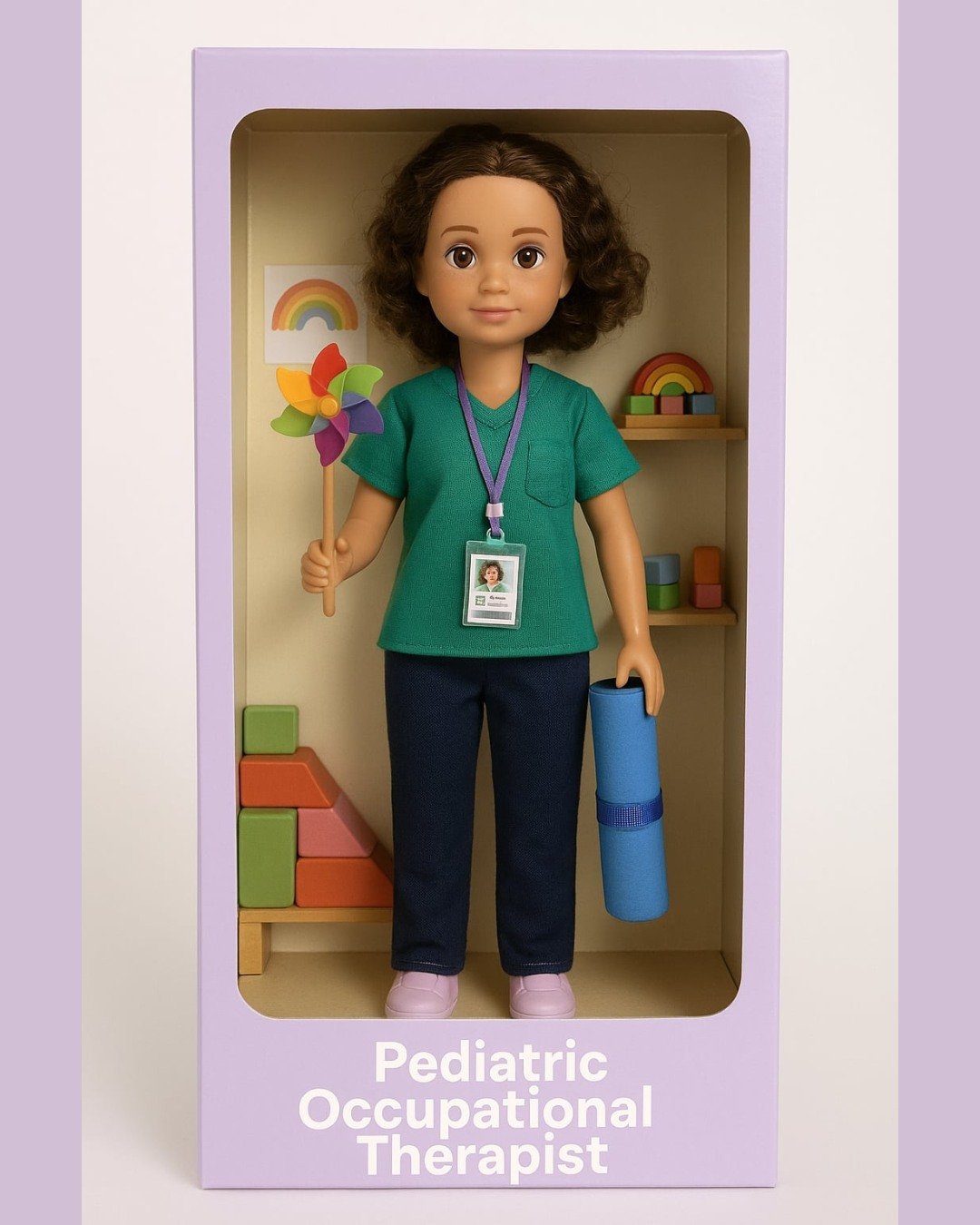 Happy National Occupational Therapy Month! 💚 I couldn’t resist jumping on the doll trend😂
Comes with: ✔️ Sensory swing ✔️ Chewy tube keychain ✔️ Bin of kinetic sand ✔️ A heart full of patience and creativity 💪💛
Here’s to all the ama