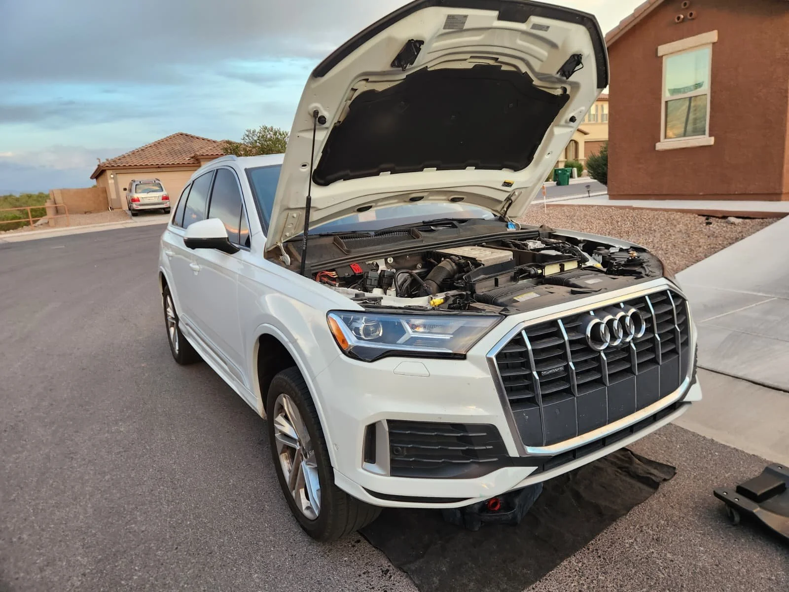 White Audi mobile maintenance repair at home in Tucson