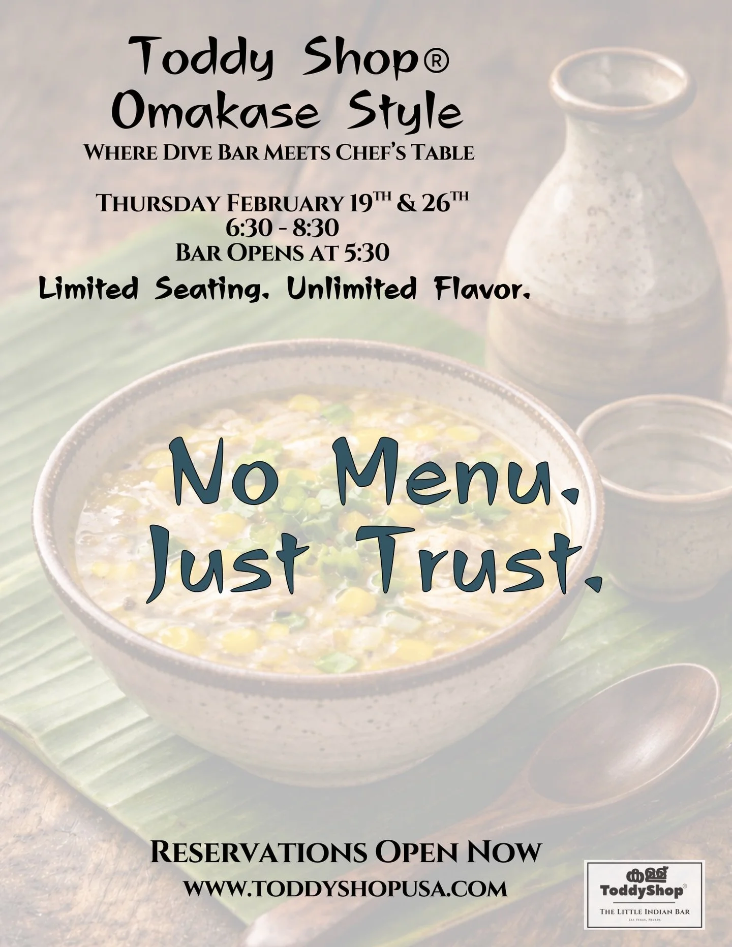 Omakase is a Japanese dining experience meaning "I'll leave it up to you," where the chef curates a personalized multi-course meal. Come experience omakase, Toddy Shop style. No Menu. Just Trust 🫶🏽

🗓️ Thursday Feb 19th &amp; 26th only
?