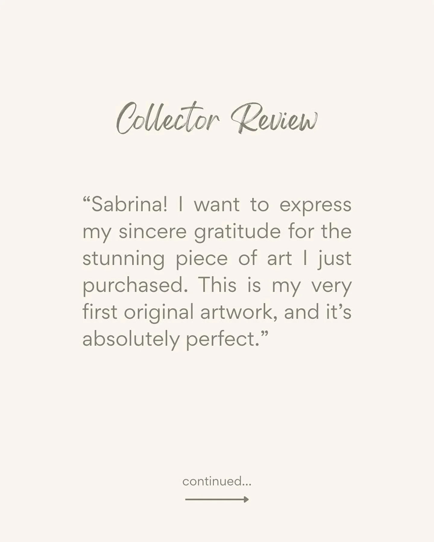 ✨️ Collector Review ✨️ 

A big thank you to the lovely collector who recently purchased one of my paintings on paper and shared such kind feedback.

It's always so special knowing my art has found the right home 😌💫

www.sabrinafraserart.com

#artco