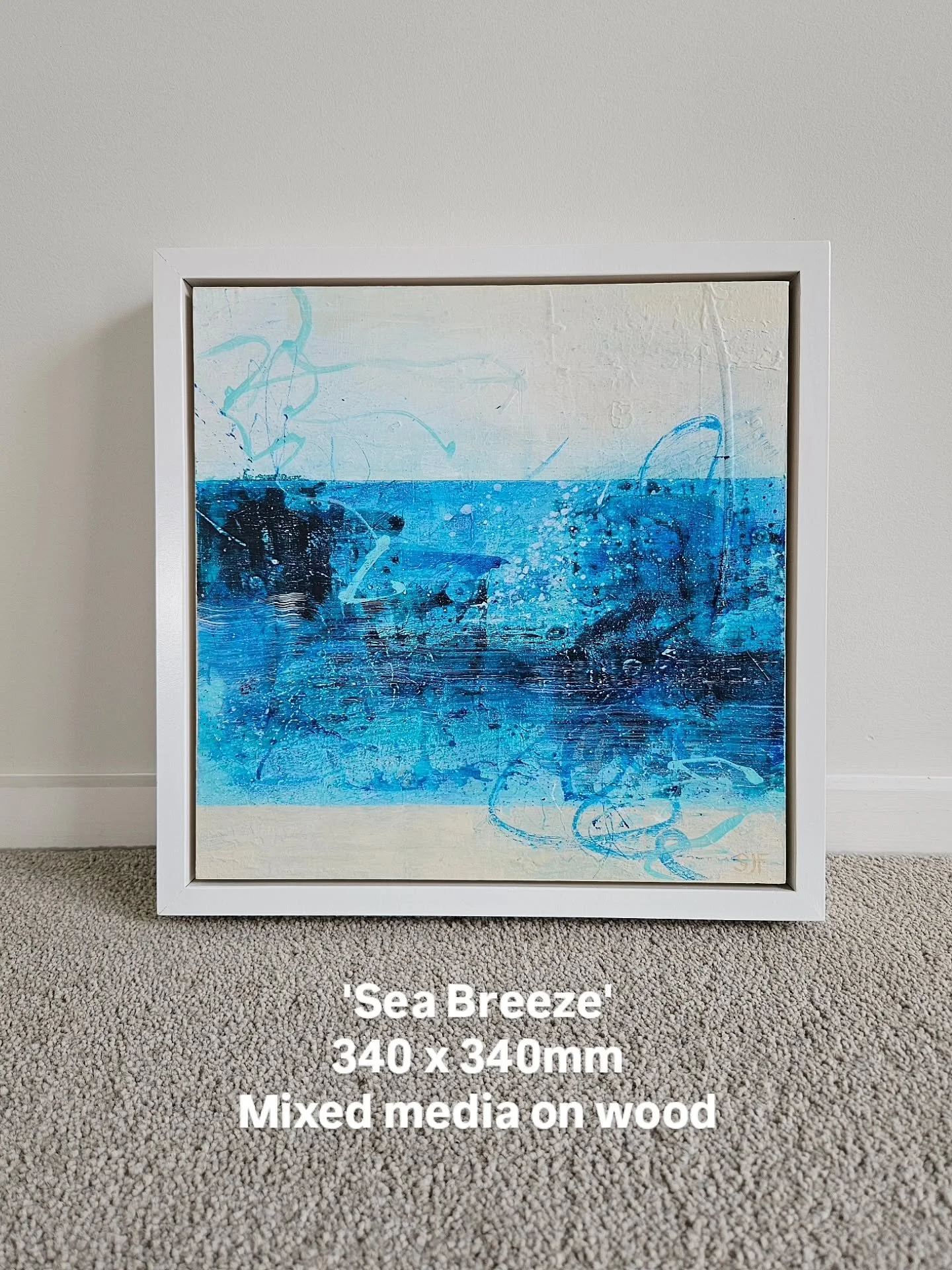 🌊 'Sea Breeze' is an original painting inspired by the ocean and shifting light. The soft blues, creams and surface texture is ideal for those drawn to coastal palettes. 

This piece comes framed and ready to hang in your home. 

Contact for enquiri