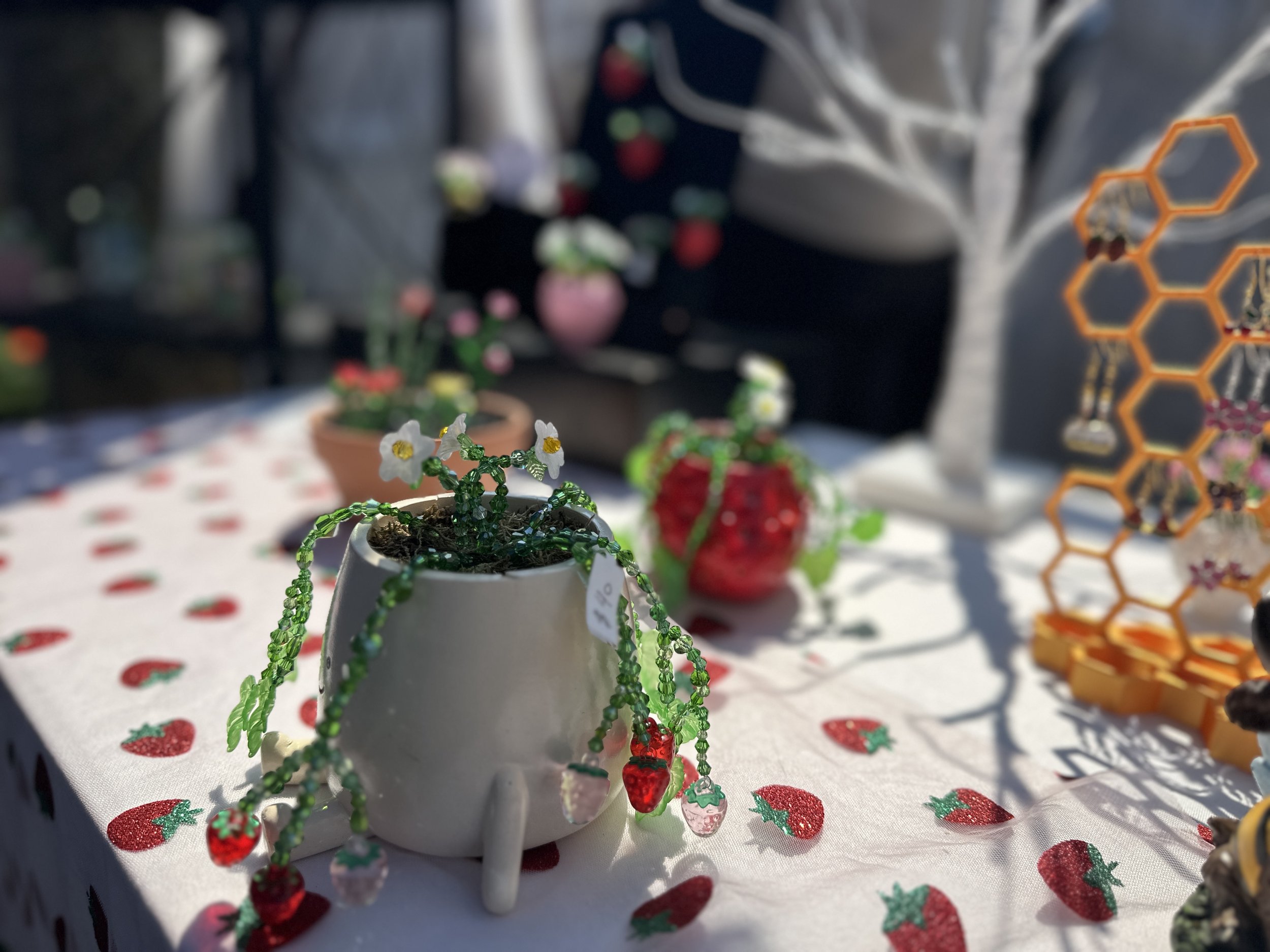 Beaded plants in pots