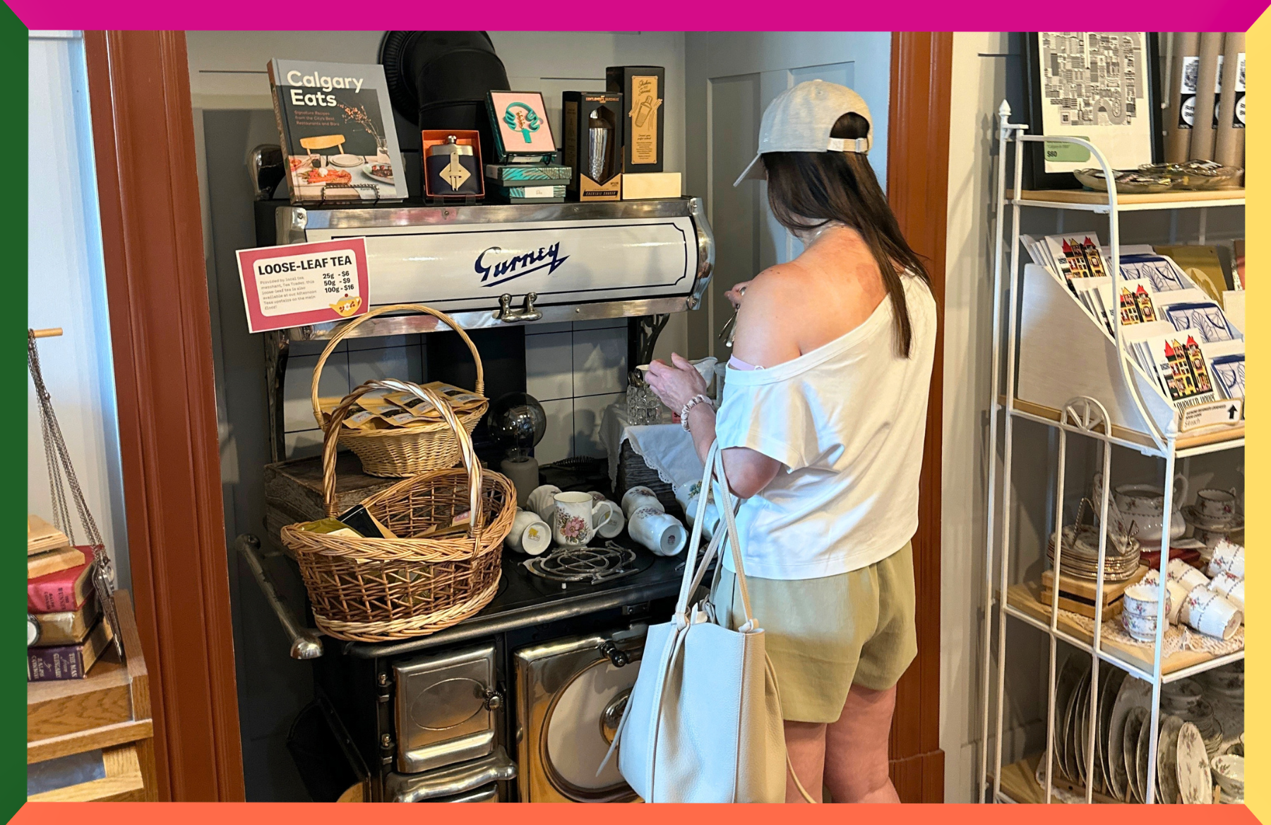 Guest shopping in the gift shop at Lougheed House