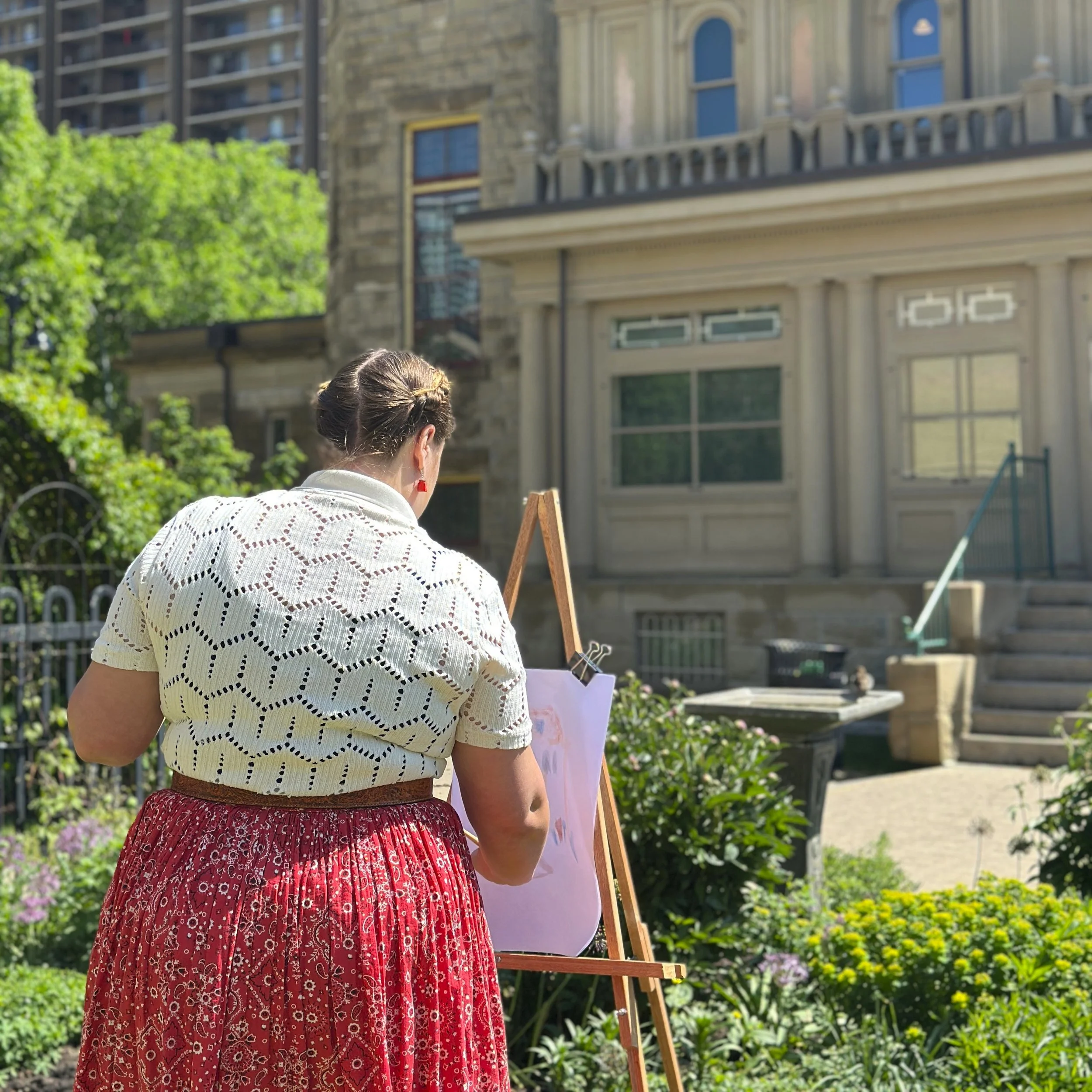 Artist painting outdoors