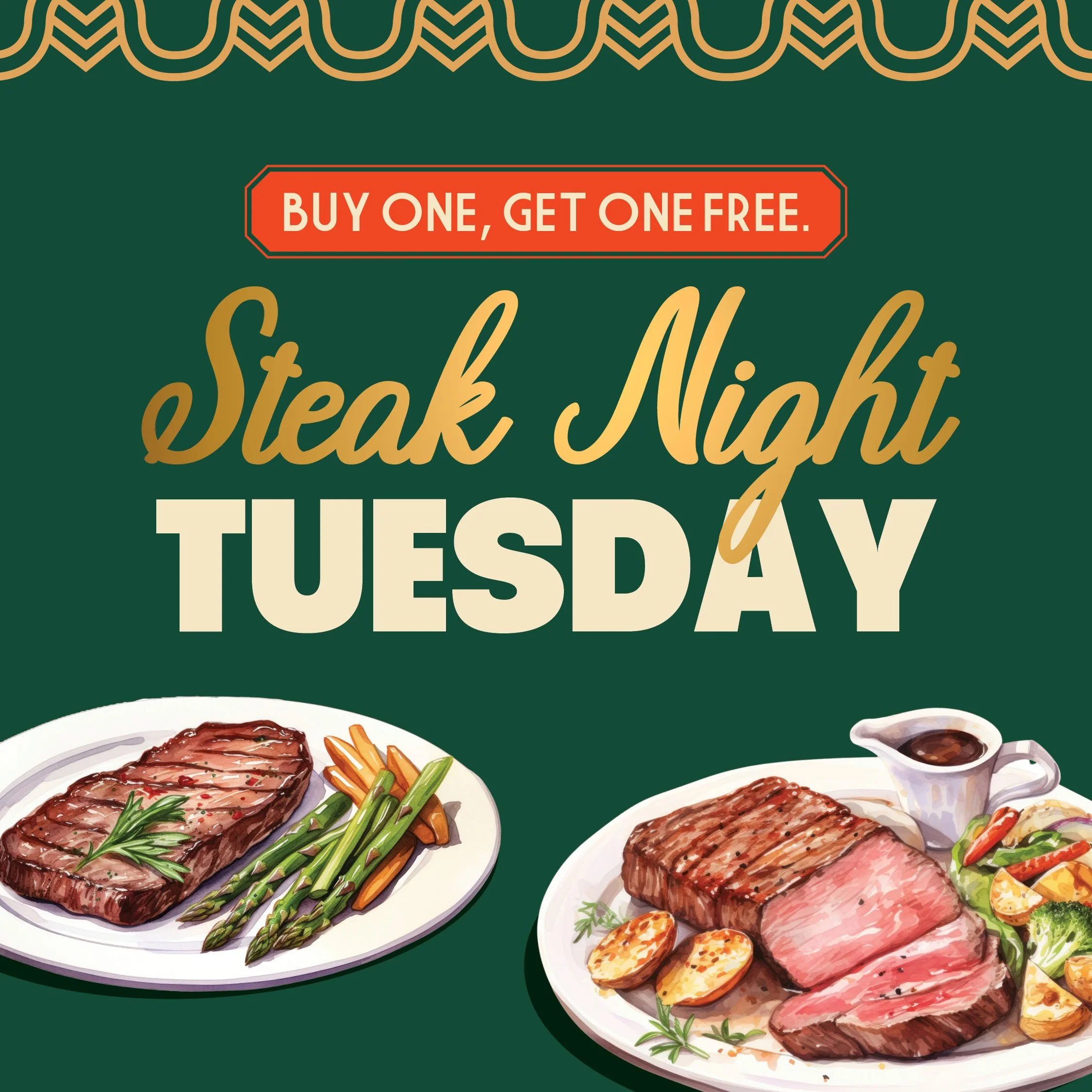 BUY ONE GET ONE FREE STEAK