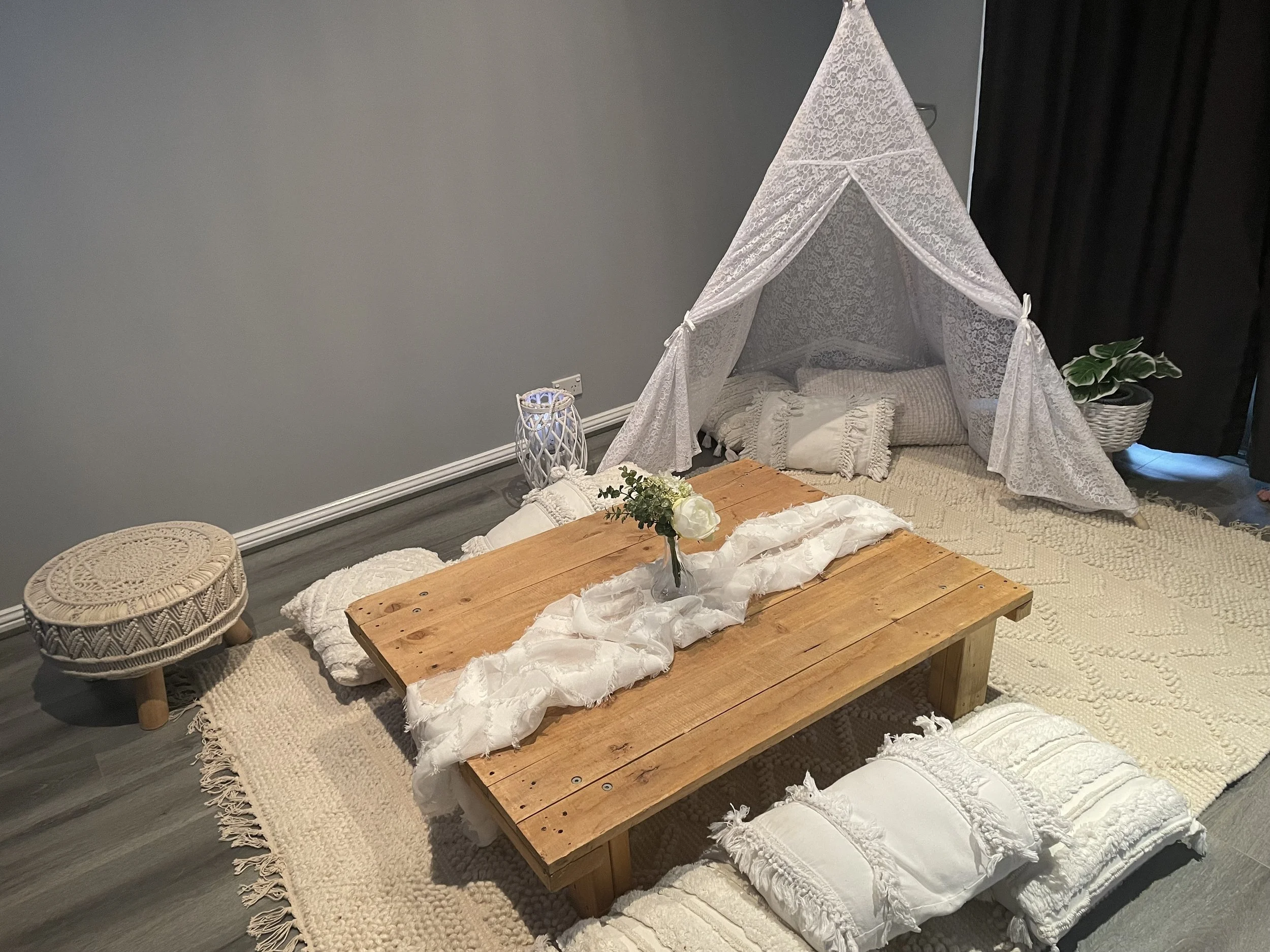 Boho picnic and Teepee set up