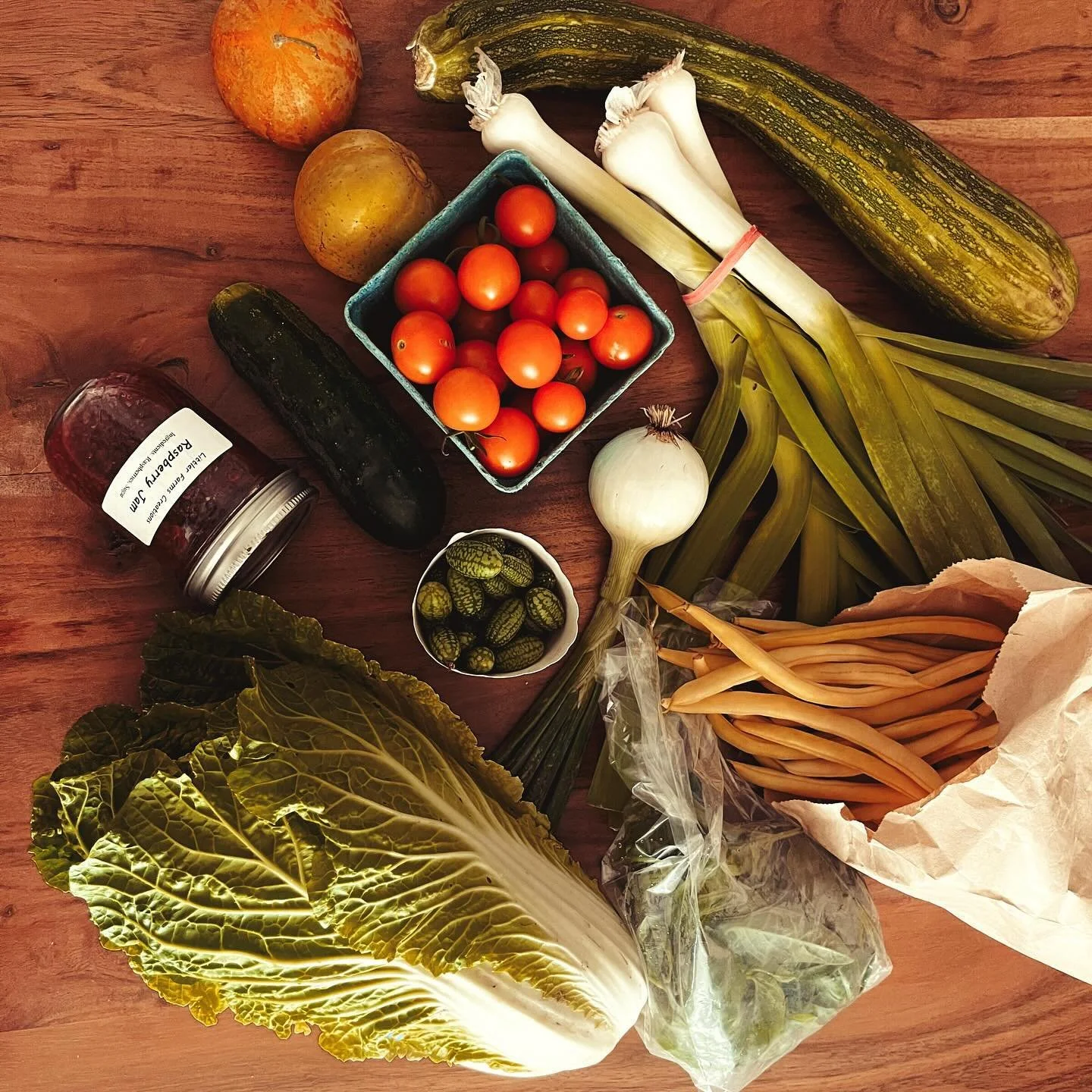 Reminiscing over last summers farmers market finds. 

Life&rsquo;s greatest prescription 🙌🏼 is what we put on our plates. 

BRB, dreaming of a future wellness farm ✨

🤍 🥬🍅🫛🧄🥒 🤍