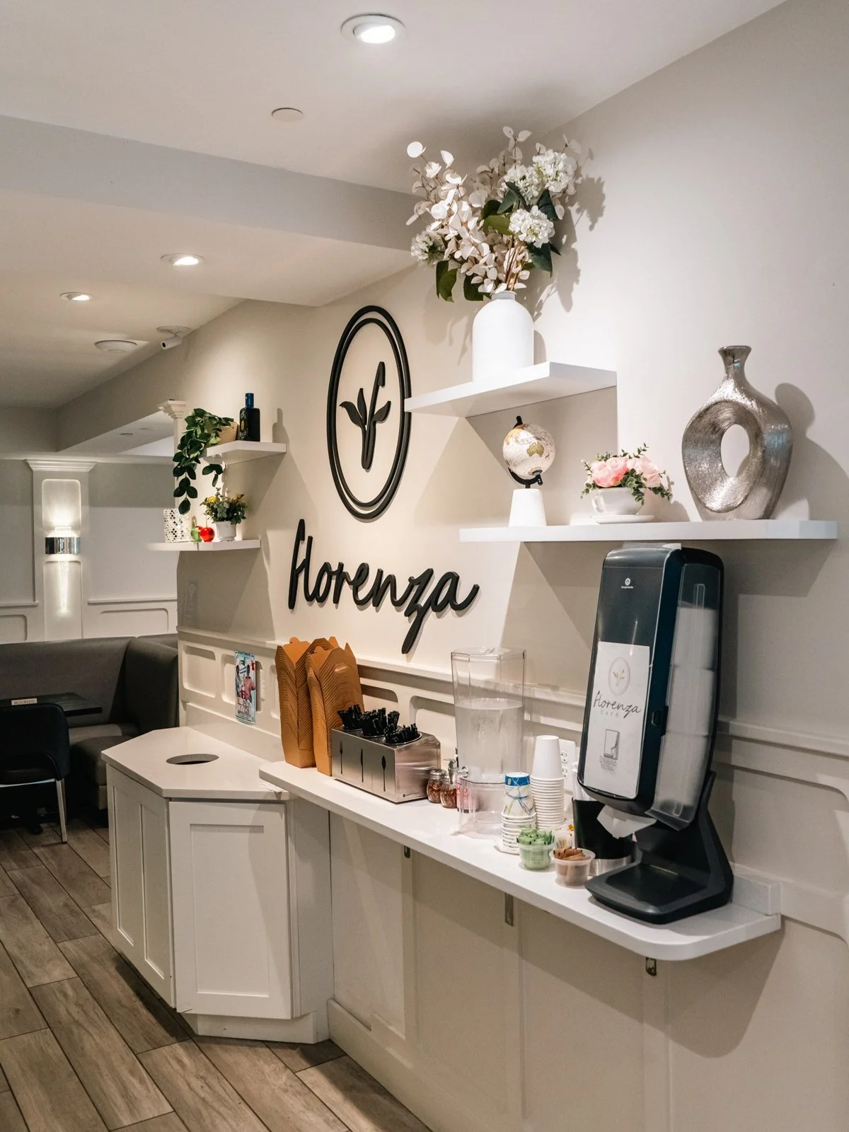 The coffee counter at Florenza in East Boston