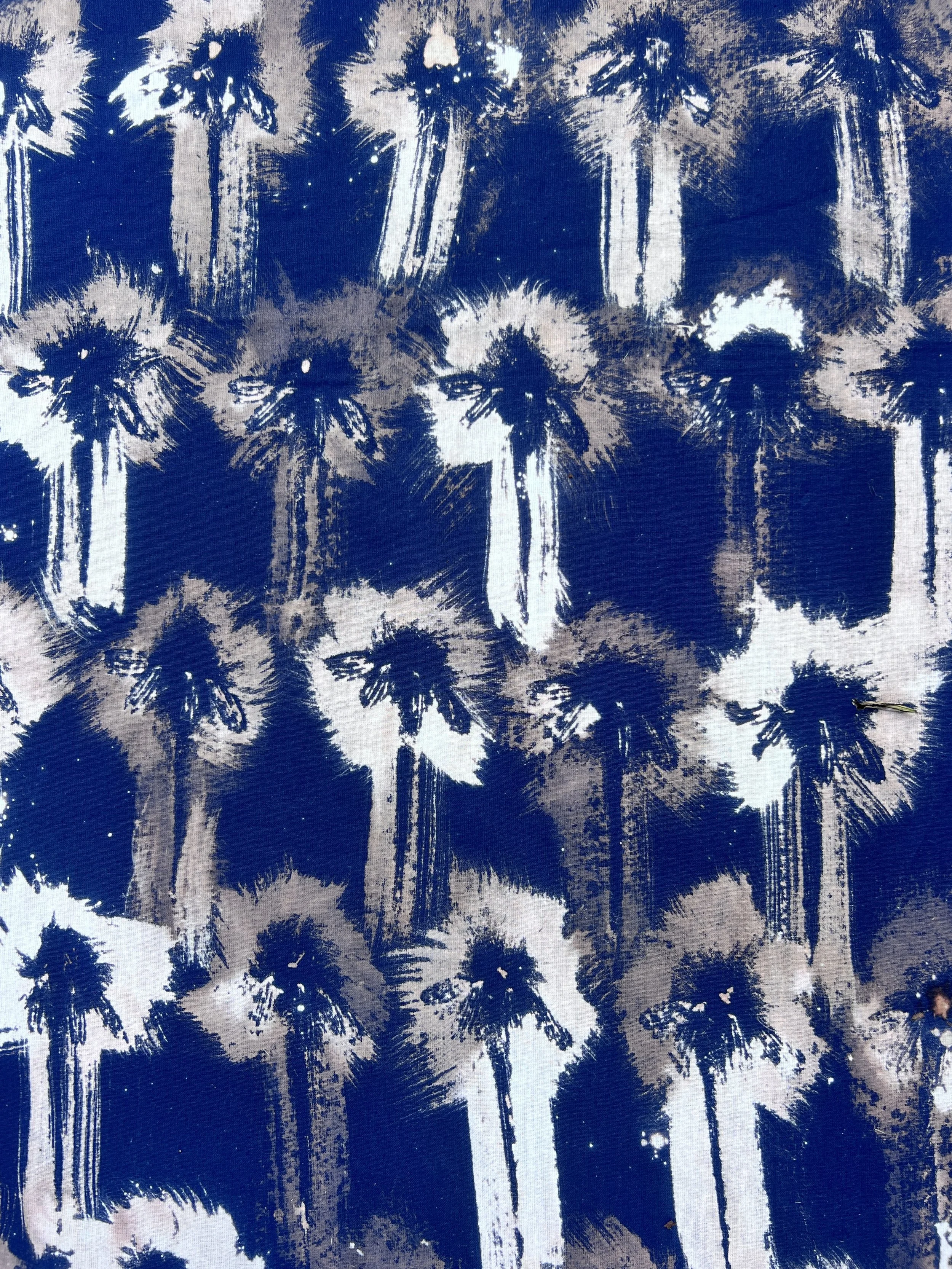 Floral Fossil Pattern (Deep Cobalt), for "Sun Companions Cold Gaze," flower, bleach & cotton, 2025