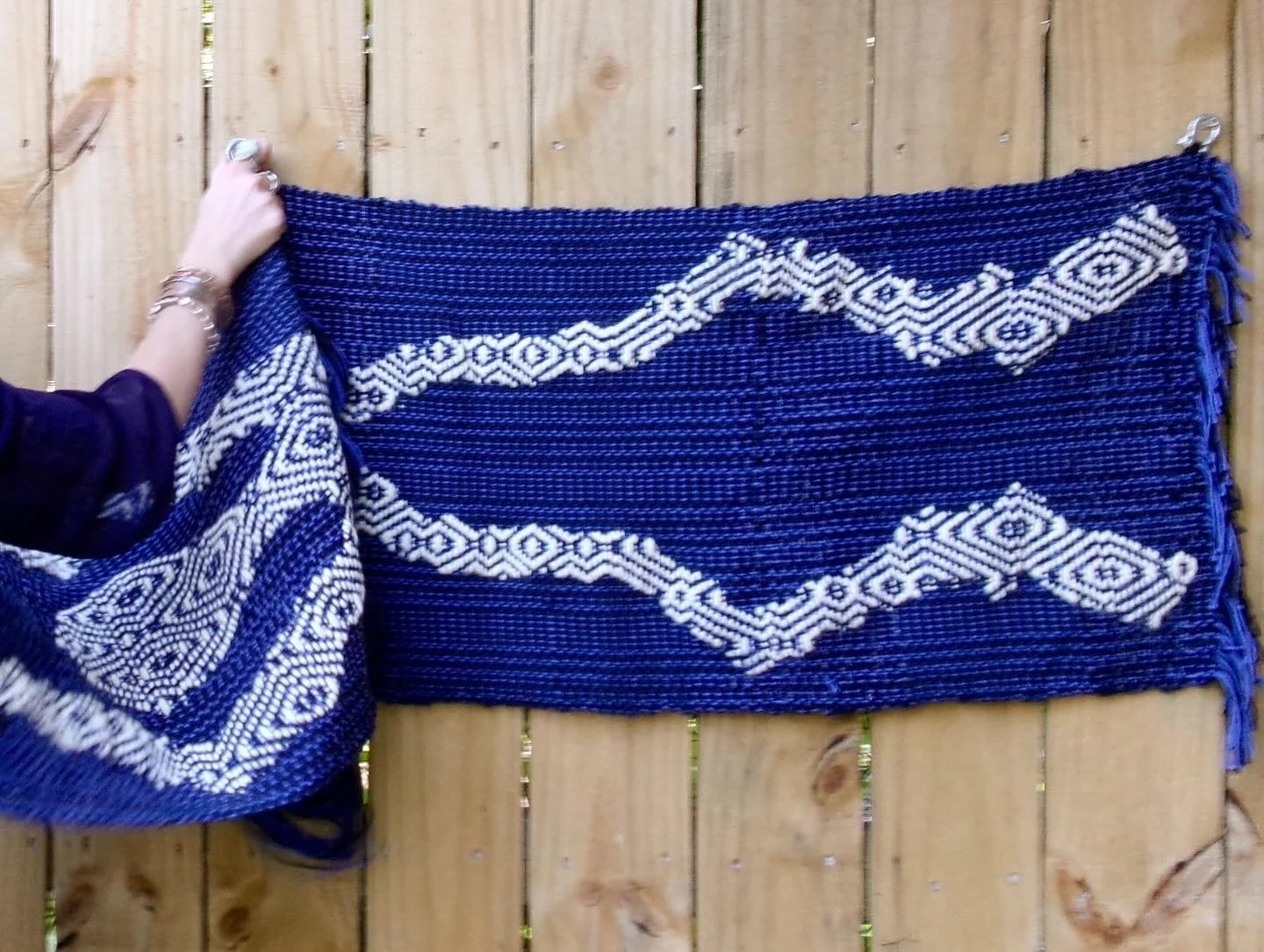 PLLD, tabby with M&W threading, 2/2 twill inlay, 2024 (detail)